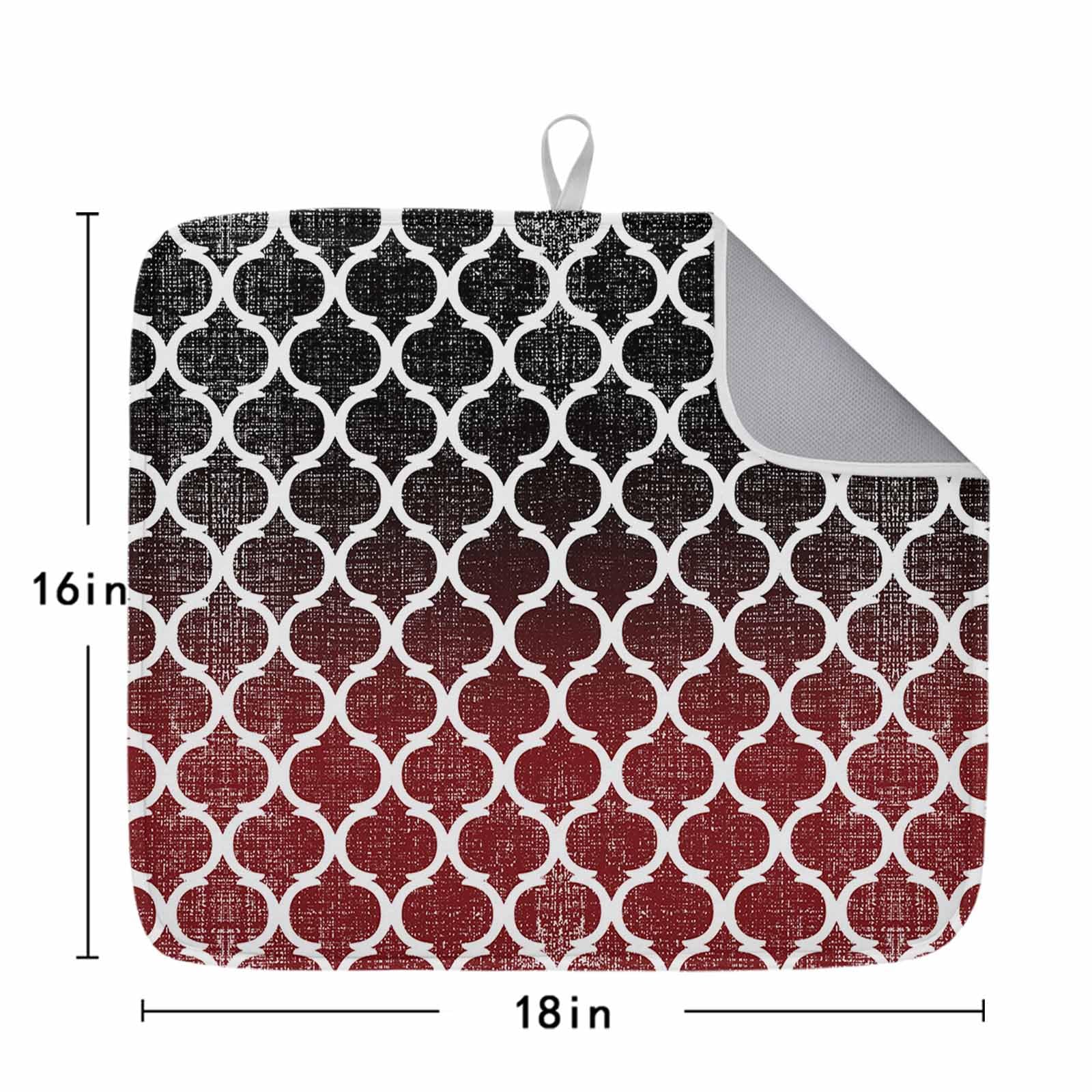 Zestaw mat do suszenia naczyń, 2-pak 40 x 45 cm, chłonna mata kuchenna z mikrofibry, geometryczny wzór kraty, wielokrotnego użytku i zmywalny, ociekacz do baru kawowego