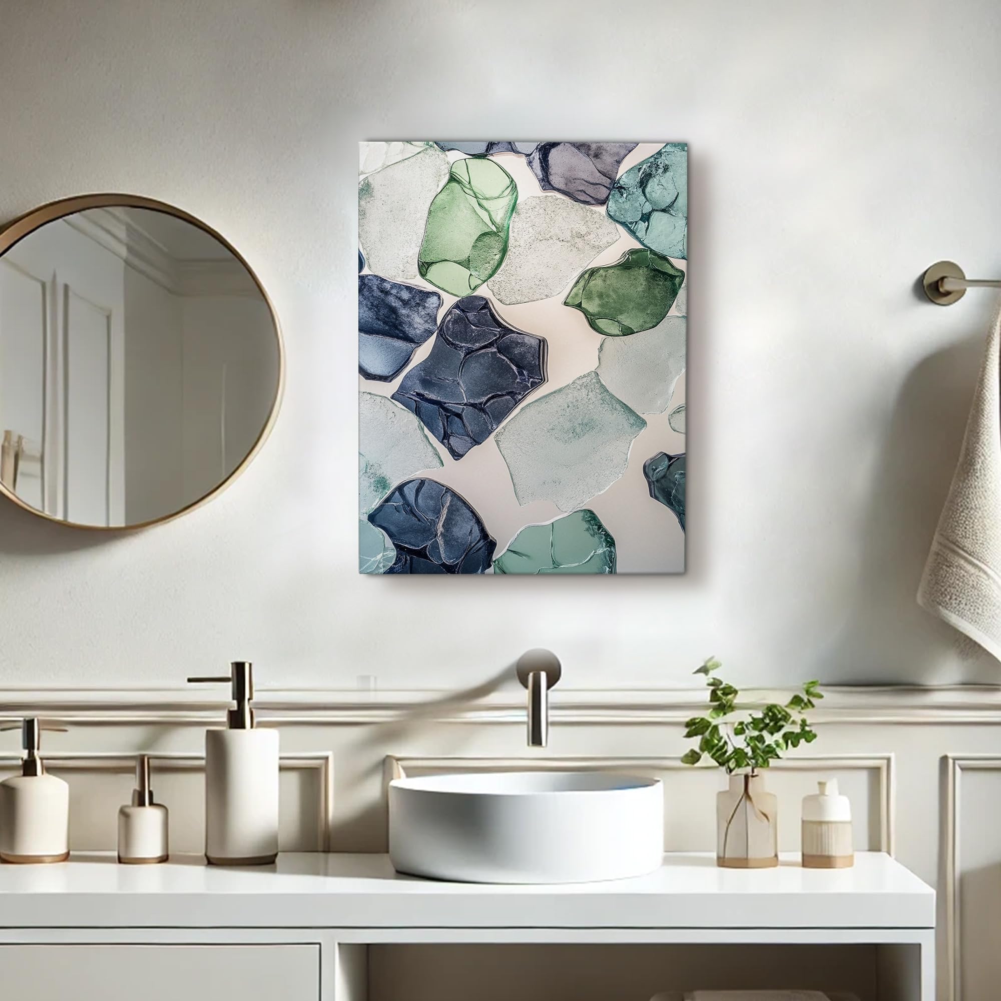 Amazon.com: Sea Glass Canvas Wall Art, Blue and Green Coastal Wall