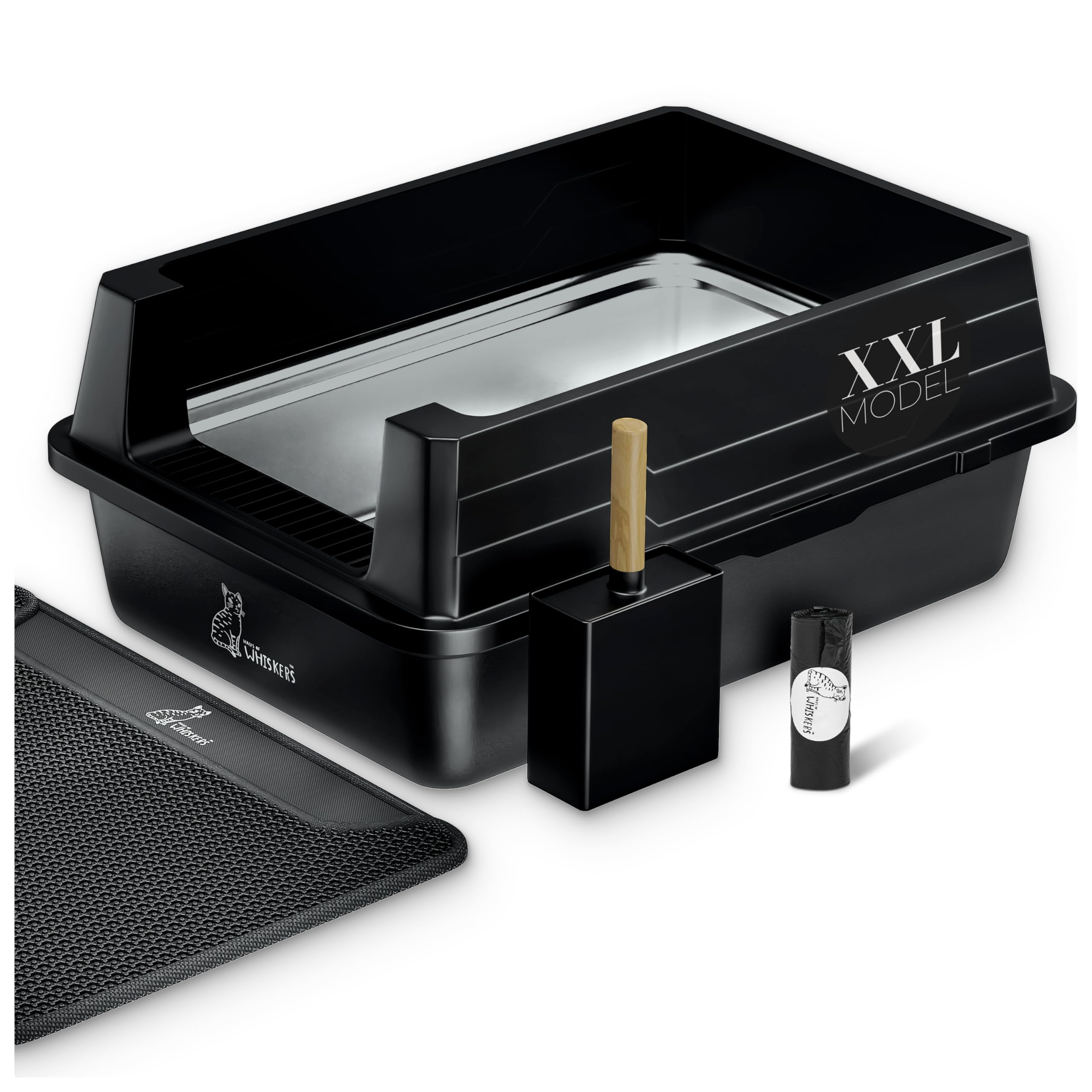 XXXL Stainless Steel Cat Litter Box High Sided 28"x20" - Extra Large Metal Litter Pan for Big Cats - Upgraded Anti-Leak Buckle, Mat, Step Pedal, Scoop & Waste Bags - Odor Control Easy Clean Non-Stick - image 2