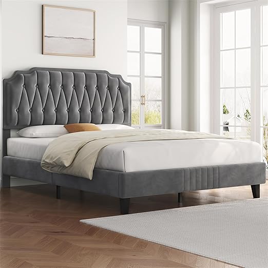 Yaheetech 4ft6 Double Bed Frame Upholstered Platform Bed with