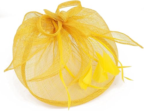 Miniatura 6 de Cizoe Sinamay Tea Party Fascinator for Women Flower Feathers Kentucky Race Derby Hat Wedding Cocktail Church Headpiece