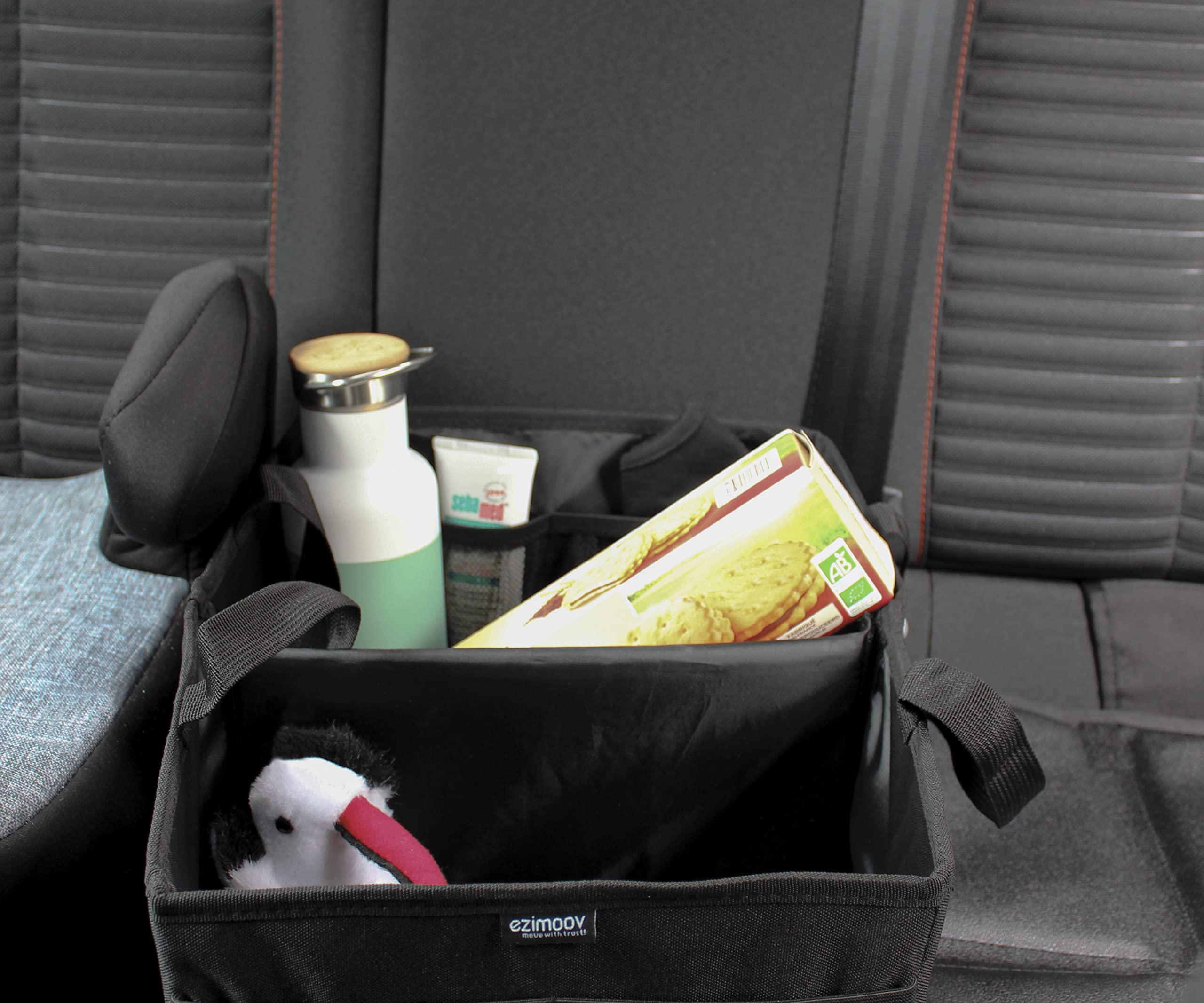 Organisateur de Voiture et Rangement pour Coffre de Voiture pour Enfants avec Compartiments Amovibles - Solution de Rangement Compacte pour les Essentiels de Bébé