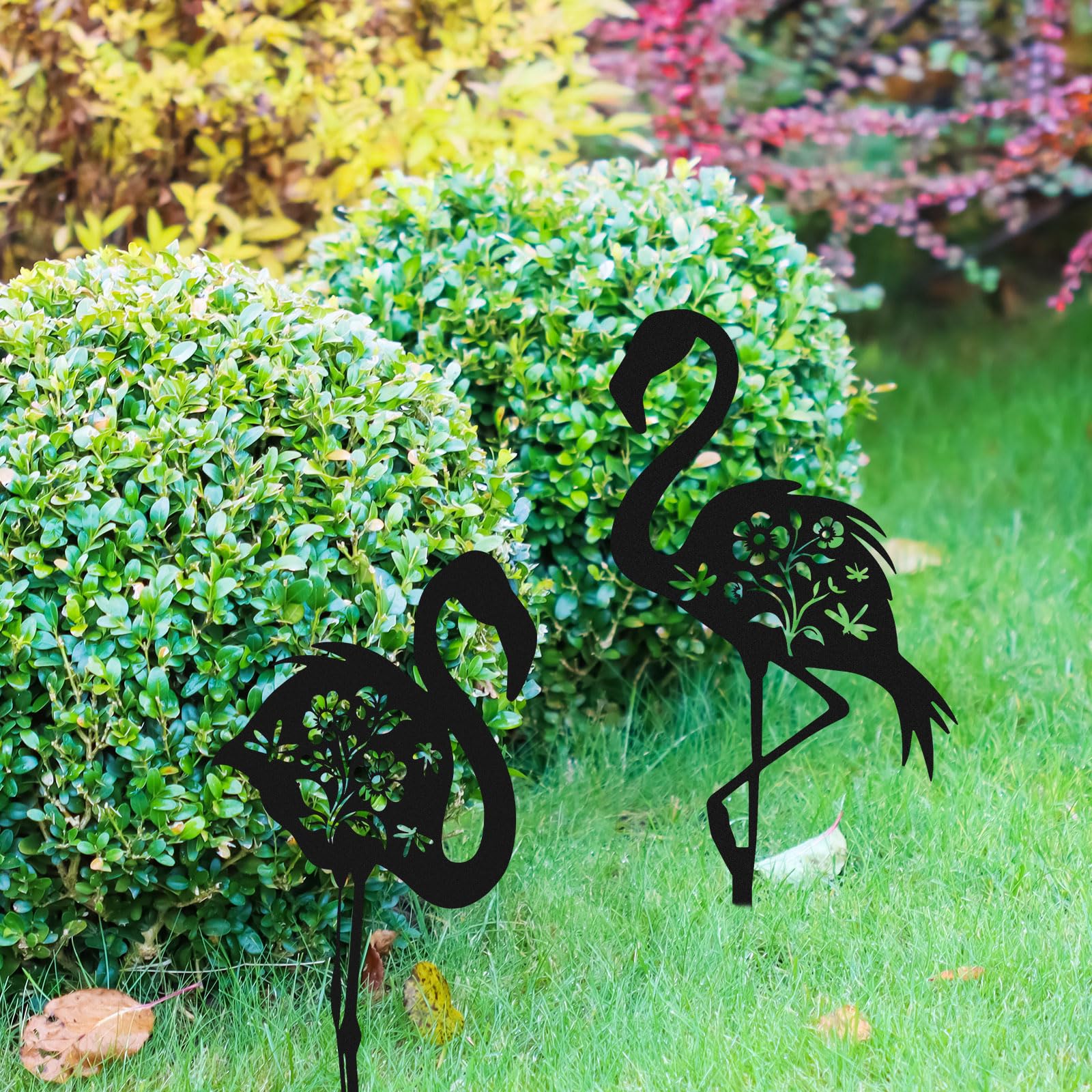 Whimsical Decor Black Metal Flamingo Garden Decor 2pcs Black Flamingo Metal  Yard Stakes - Whimsical Garden Decor For Lawn \u0026 Patio Outdoor Lawn  Ornaments Garden Sculpture Outdoor, image size:1600x1600