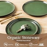 LERATIO Ceramic Dinnerware Sets of 4,Poreclain Plates and Bowls Sets,Handmade Reactive Glaze Dishes Set,Chip Resistant and Scratch Resistant | Oven&Dishwasher & Microwave Safe,Service for 4-Green