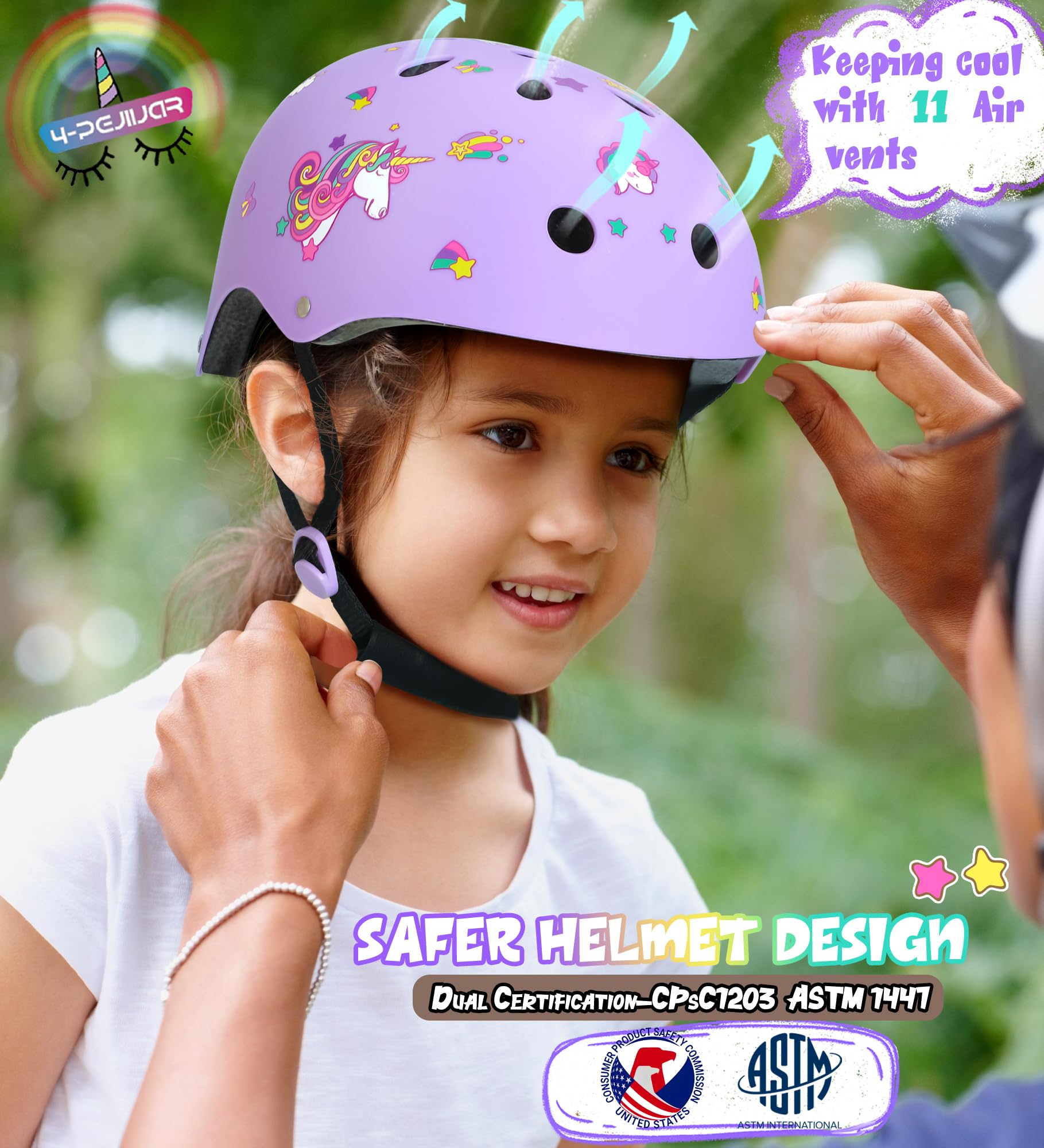 Einhorn Kinderhelm Fahrradhelm für Mädchen Kinder Skaterhelm Robuster Verstellbar Geeignet für 3-12 Jahre Schutzhelm für Fahrrad Skaten Roller Skateboard Scooter