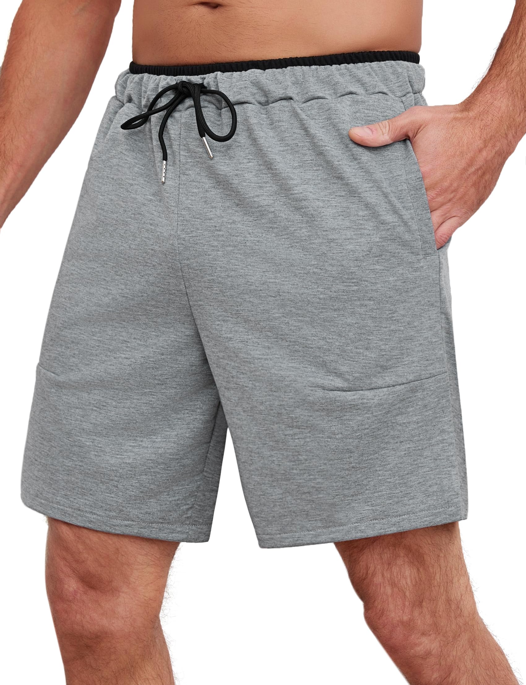 Wayleb Kurze Hosen Herren Sommer Sporthose Activewear Jogginghose Leicht Sport Kurzhose Casual Freizeit Shorts Baumwolle Sweathose mit ReißVerschluss Taschen S-XXL