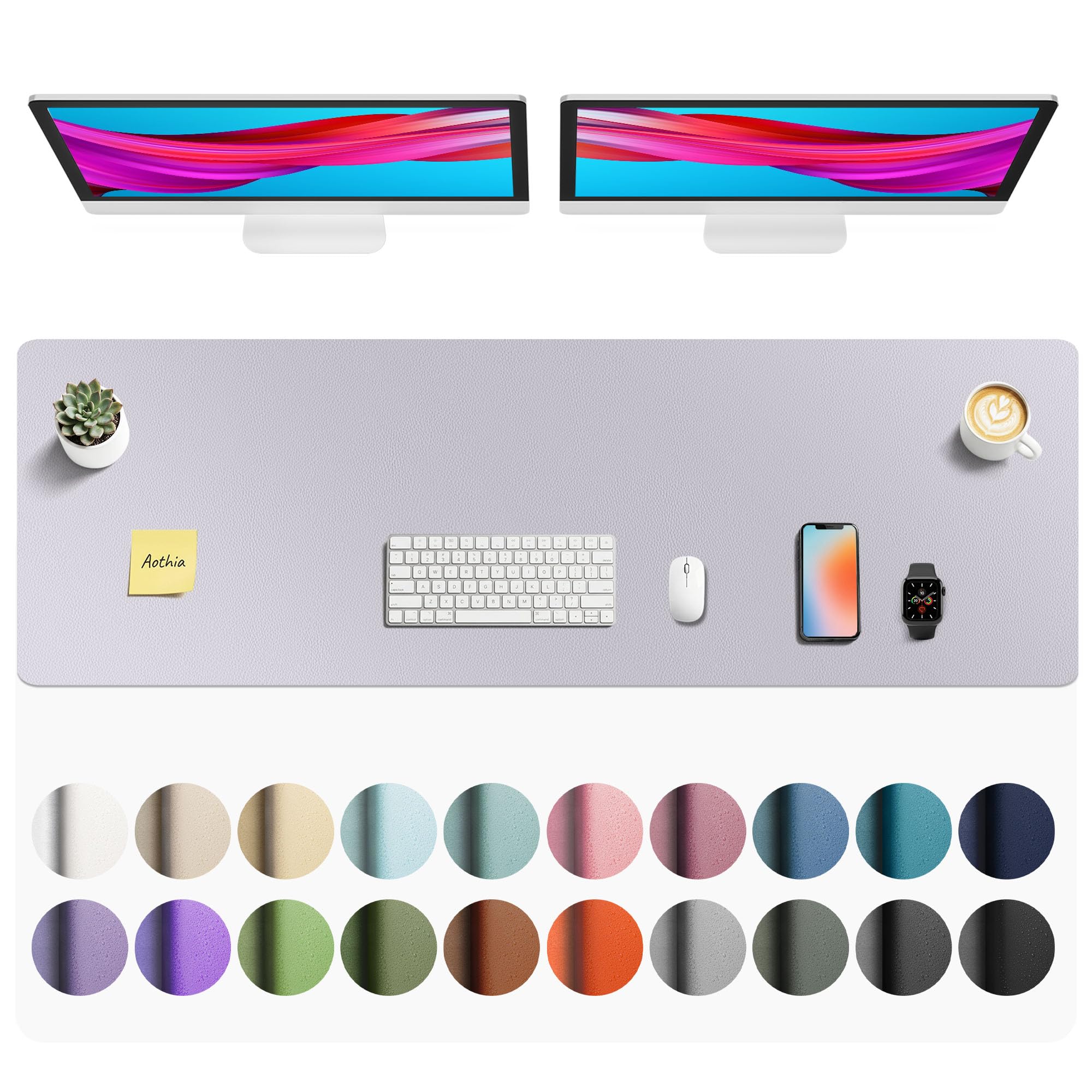 Aothia Smoky Lavender Desk Mat 55" x 17" | Faux Leather Large Mouse Pad - main product image