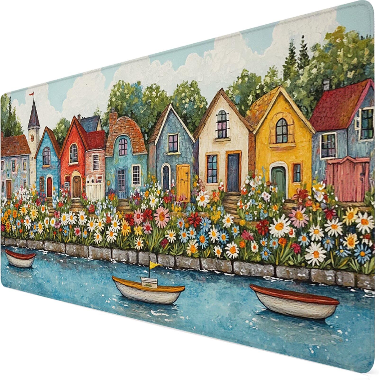 Podkładka pod mysz XXL 1000x500x3mm podkładka pod mysz retro podkładka pod mysz kwiat poprawia precyzję i szybkość, antypoślizgowe wodoodporne, szyte krawędzie, akcesoria do gier, komputer, prezent