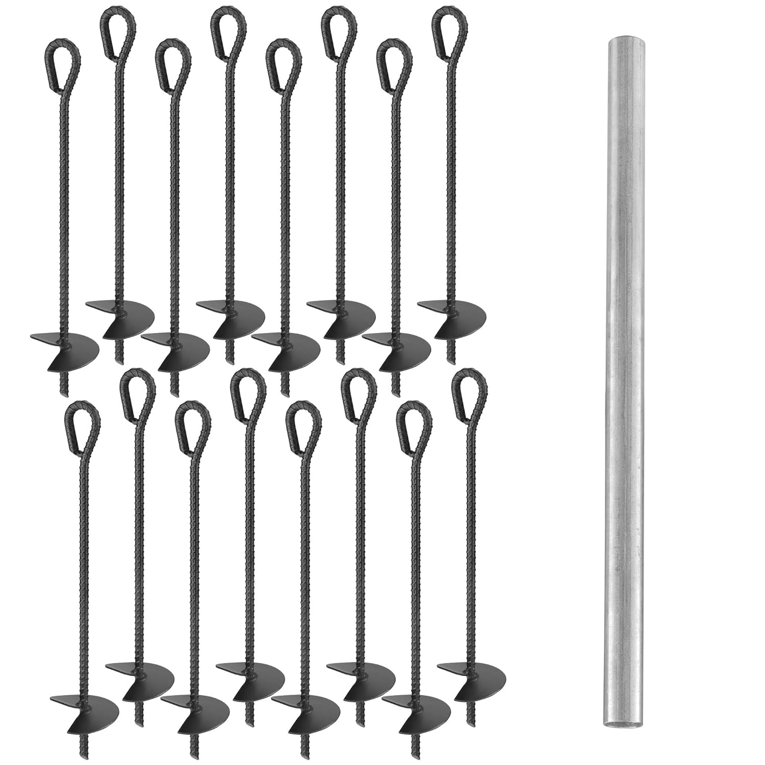 CRIZTA 15” Rebar Ground Anchors (16pcs) 10mm Diameter Stakes, Heavy