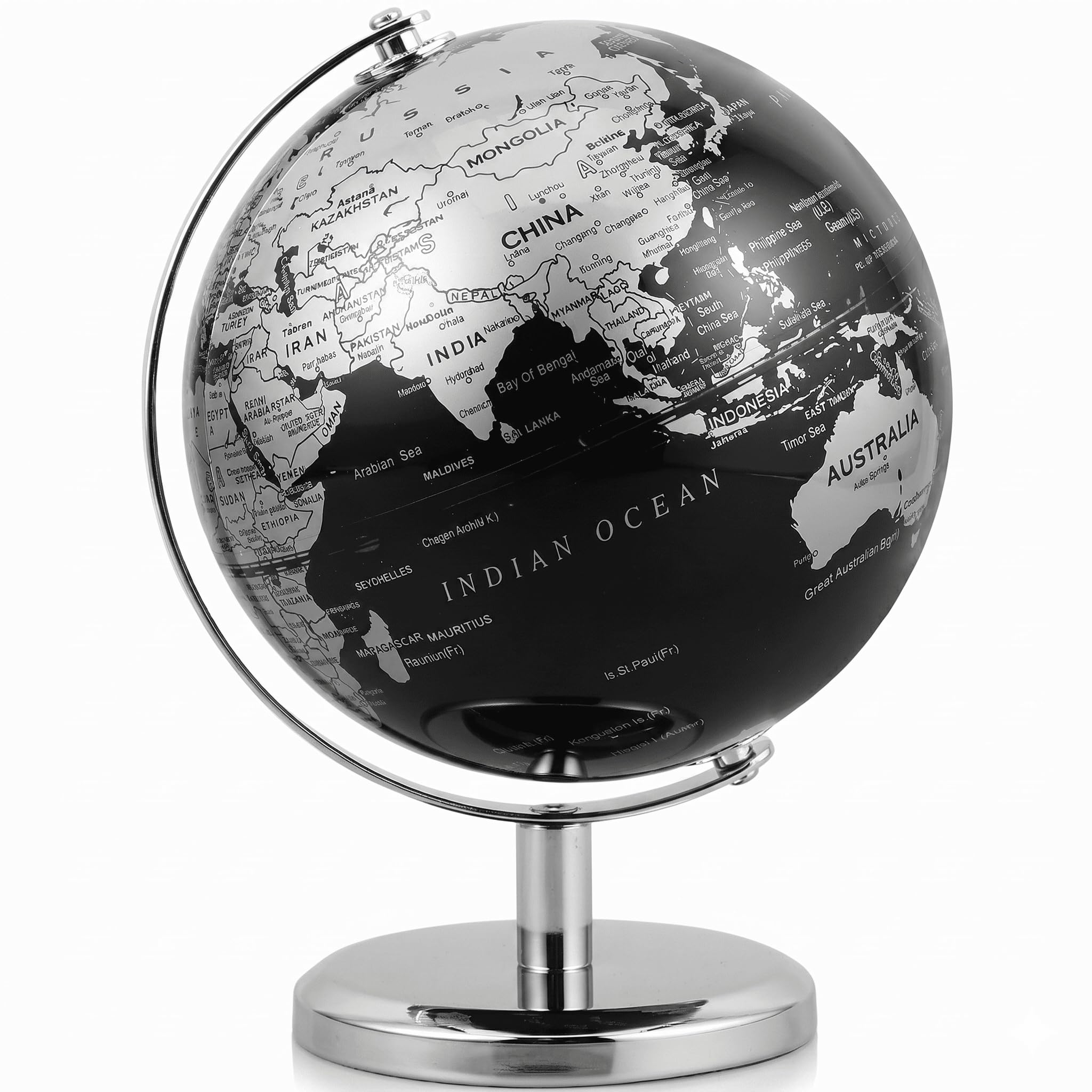 Globe terrestre vintage 15 cm et son support en bronze antique