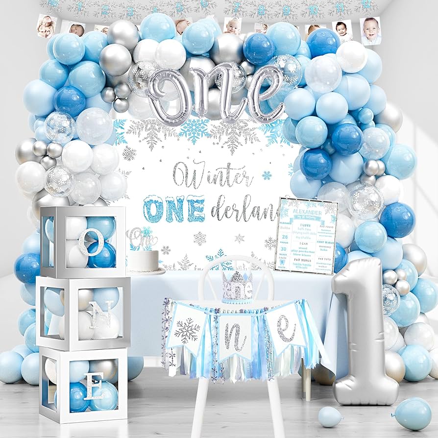 Amazon.com: Blue Winter Onederland 1st Birthday Decor