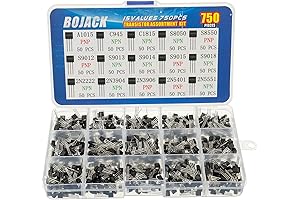 BOJACK 750Pcs Assorted Transistor Kit - A1015, C945, C1815, S8050, S8550, S9012-S9018,...