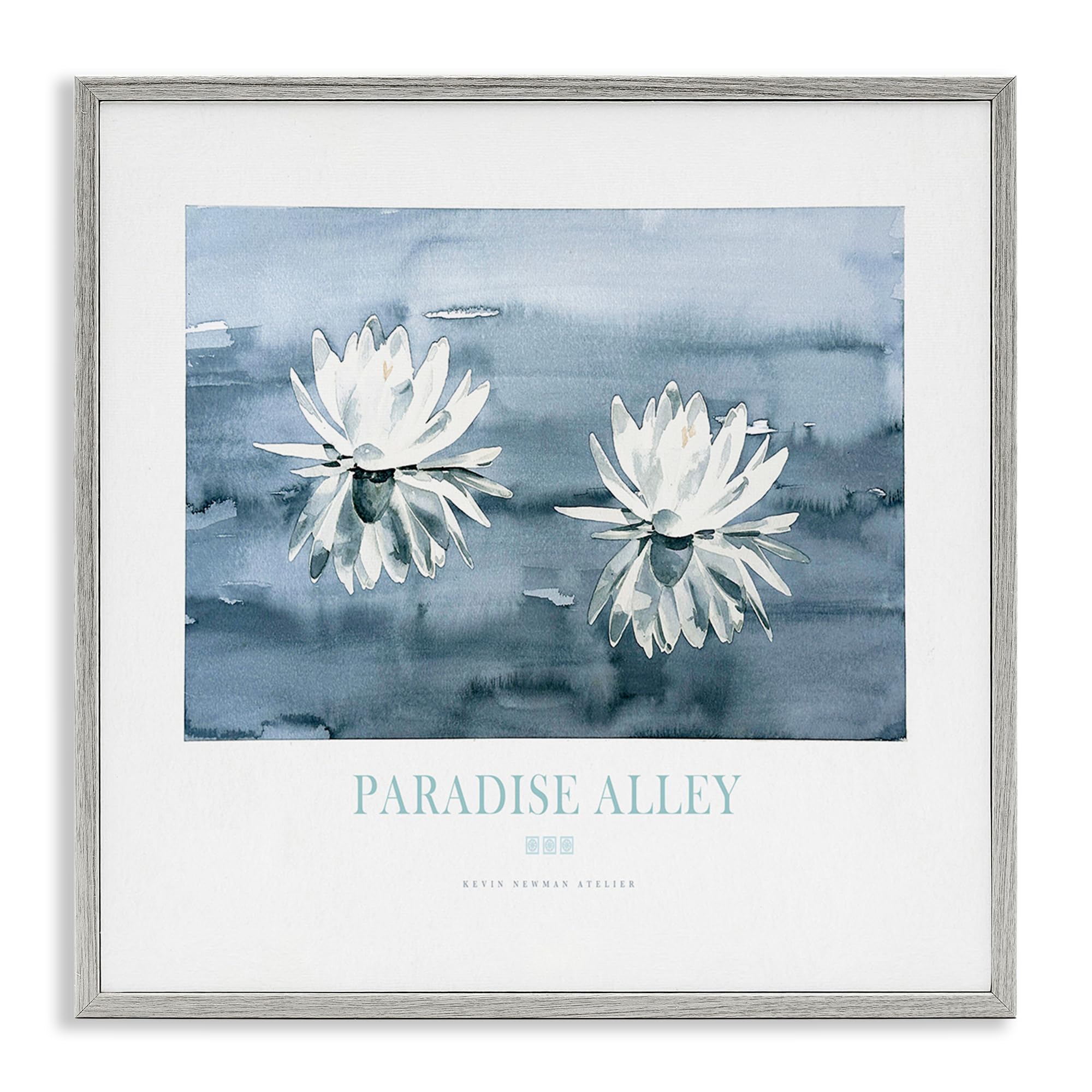 Stupell Industries 'Paradise Alley Water Lilies', Framed Giclee Art, Gray, 24 x 24 Inches, Easy to Hang and Sturdy, Made in USA, by Jadei Graphics