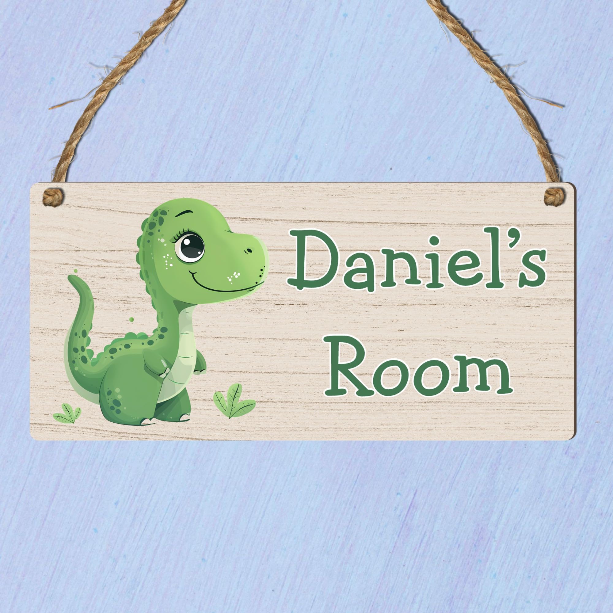 Personalised Cute Dinosaur Plaque Rectangle Sign for Kids Bedroom Decor MDF Wood Birthday Christmas Thoughtful Keepsake Present - Image 2
