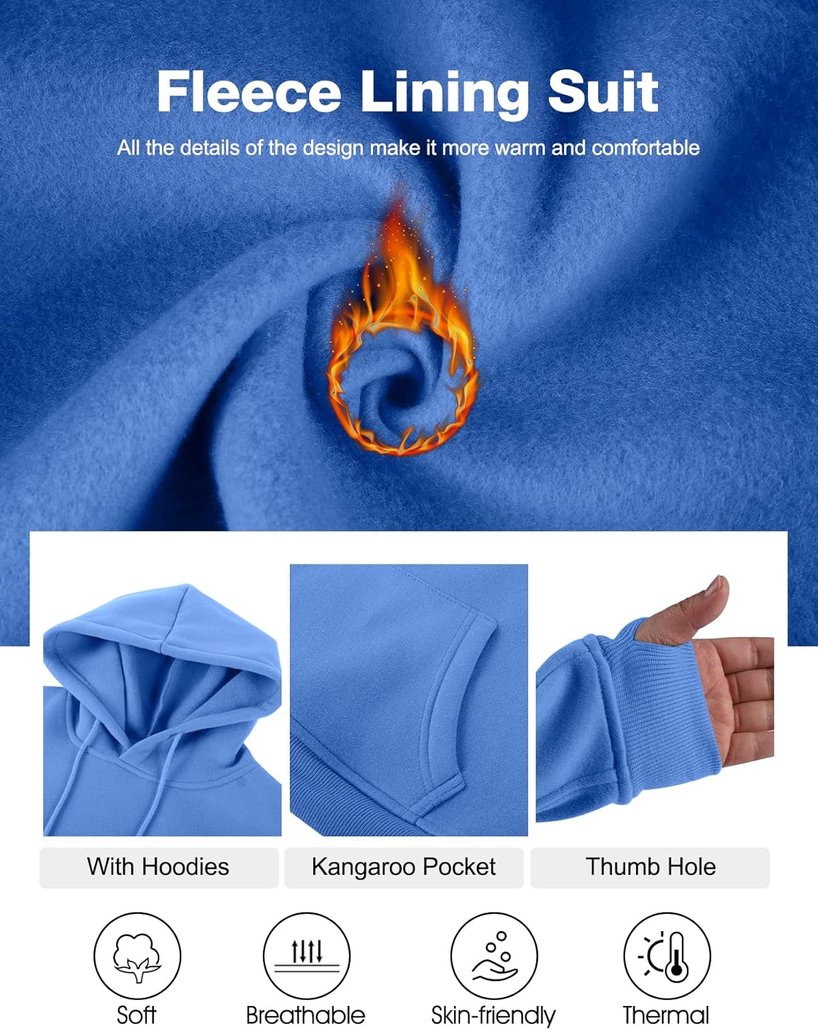 Flygo Womens Fleece 2 Piece Outfits Sweatsuit Crop Pullover Sweatshirt Joggers Pants Tracksuit Set - Image 6