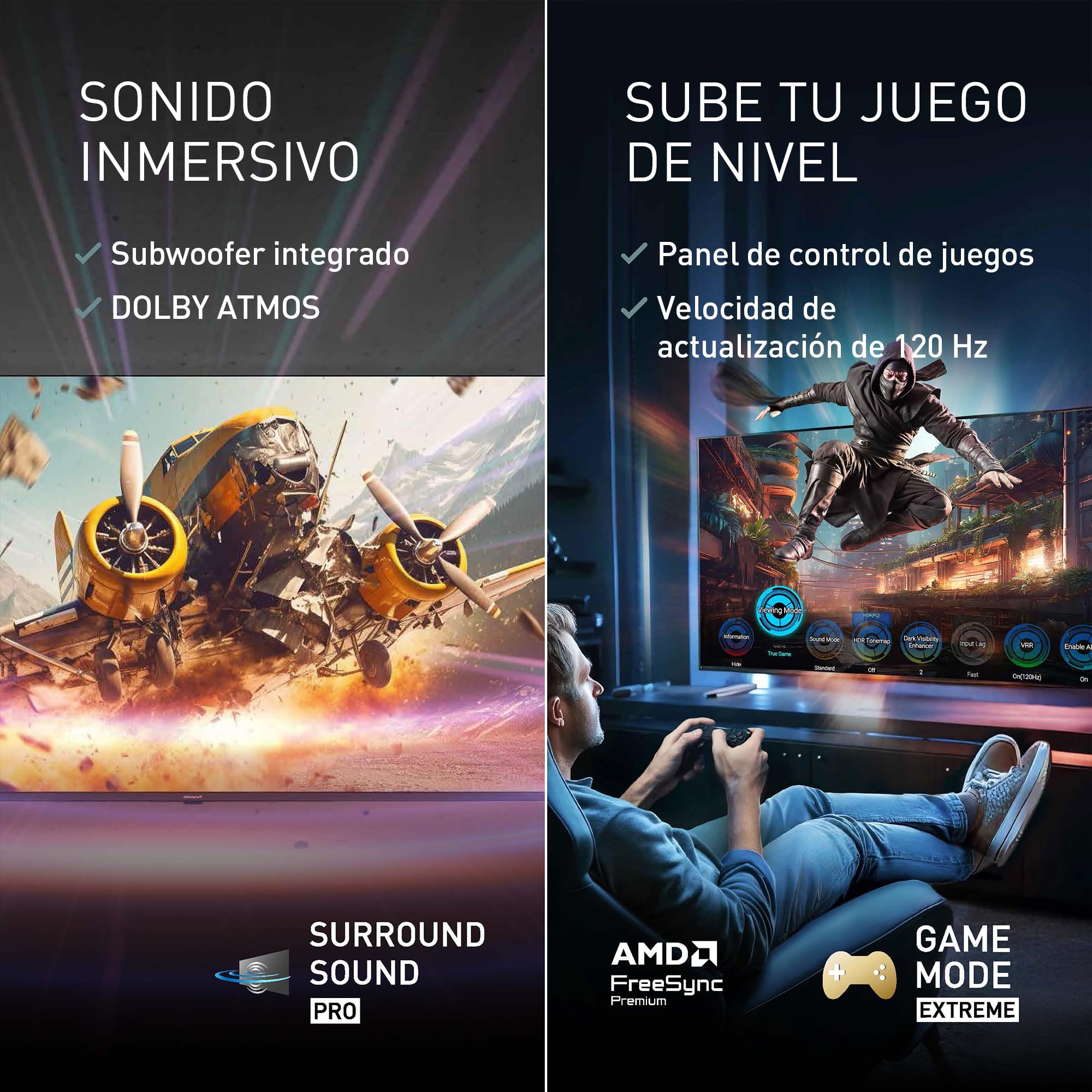 Panasonic Premium TV-43W85BEZC, Serie W85B, 43 Pulgadas, Smart TV 4K Ultra HD QLED, 120 Hz, Fire TV, Dolby Vision y Atmos, Modo Juego Extremo, Compatible con Alexa, Apple, Bluetooth, Negro