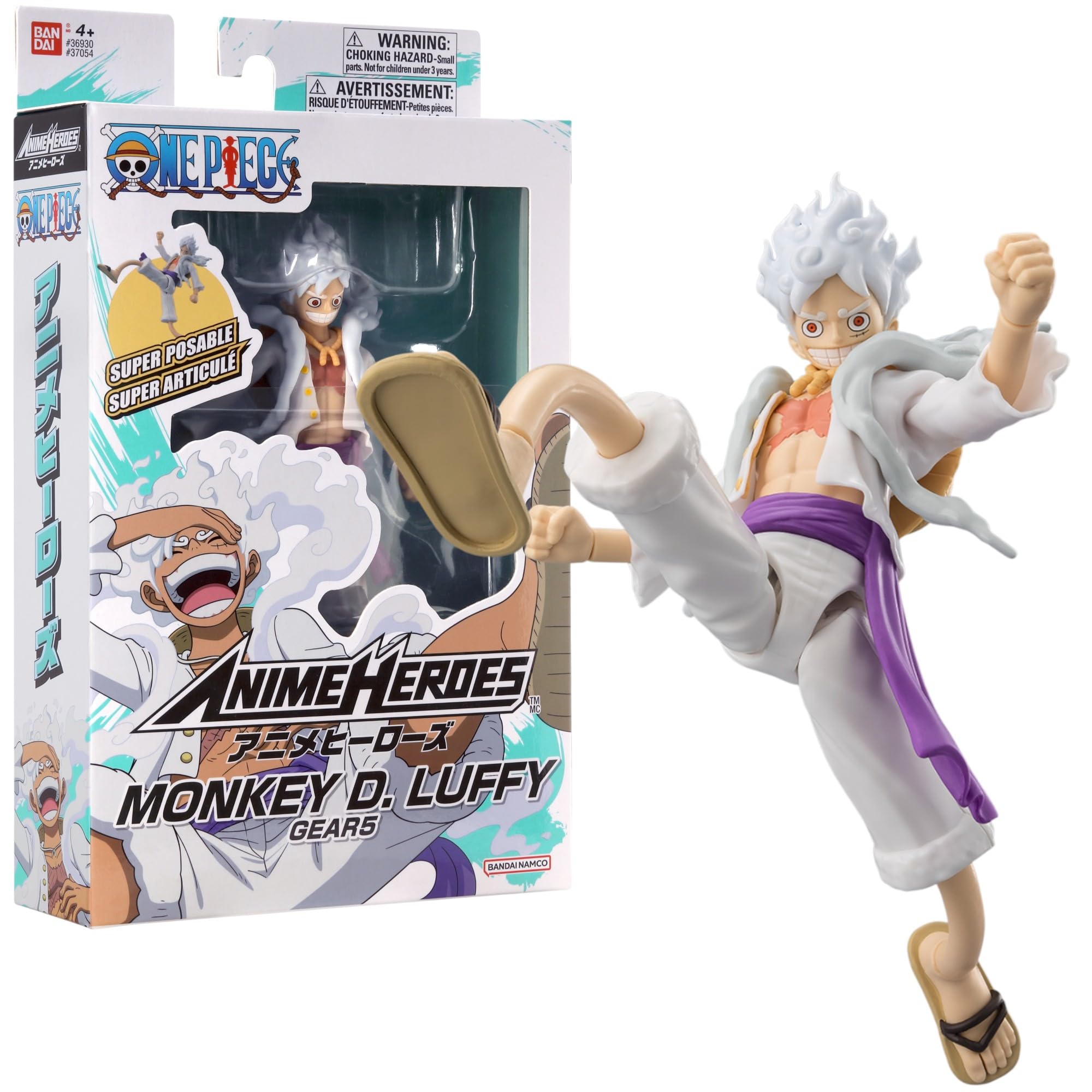 ANIME HEROES One Piece Luffy Gear 5 Action Figure, 17cm Articulated Luffy Figure With Extra Accessories