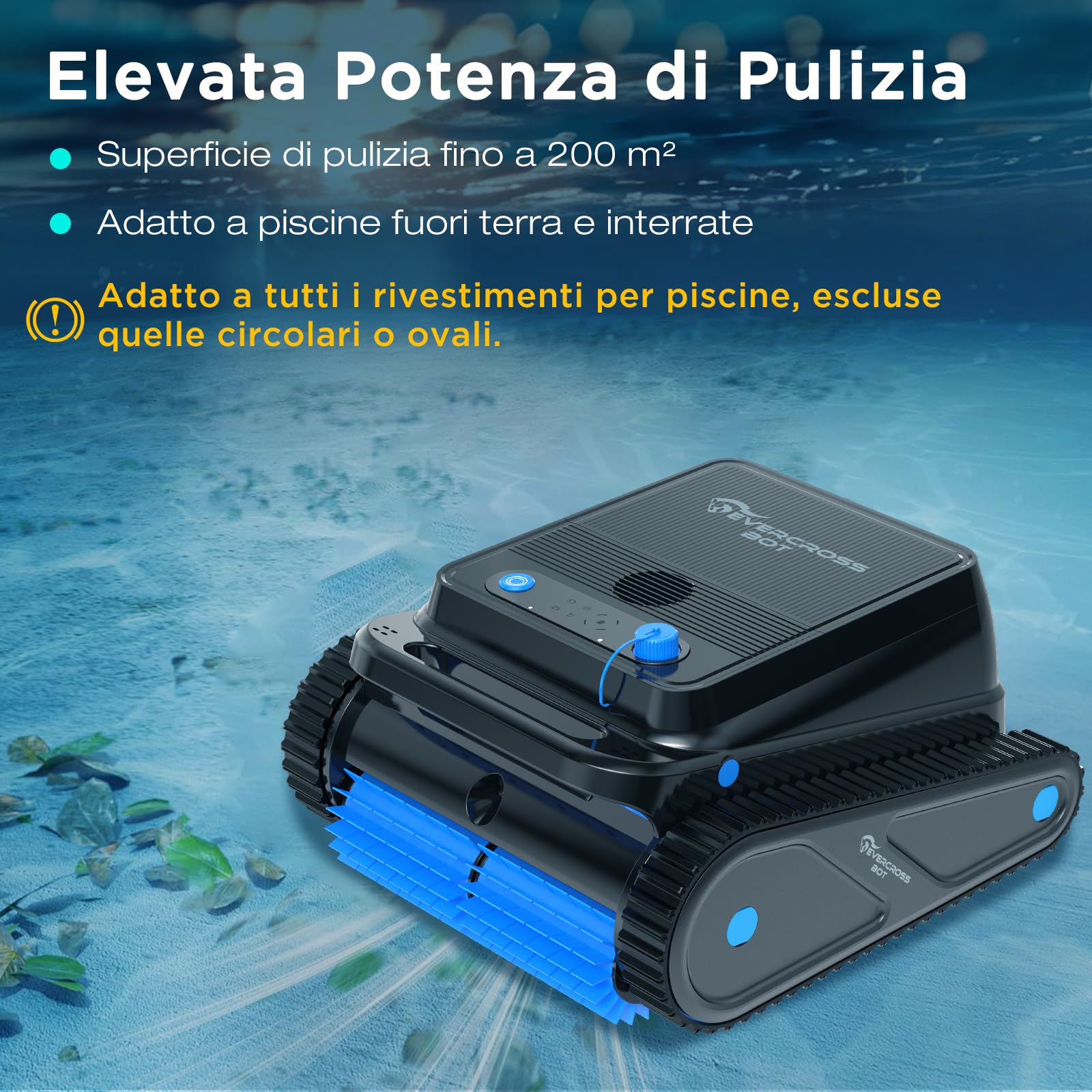 U8 Robot Piscina Senza Fili, Pulizia Fondo/Pareti/Linea Acqua, 4 Modalità, 120 Min Autonomia, Navigazione Intelligente, Parcheggio Automatico, App, fino a 200㎡