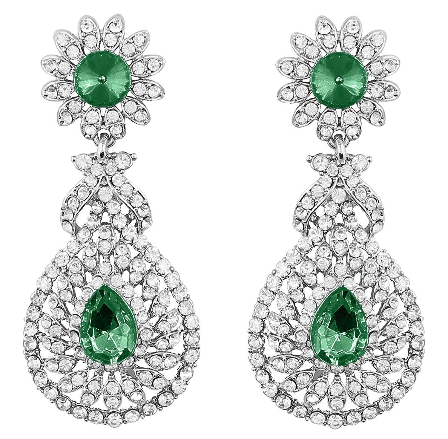 I Jewels Rhodium Plated American Diamond Sparkling Dangle Earrings for Women (E2100ZG) (B0B2D9QX8Z) Amazon Price History, Amazon Price Tracker