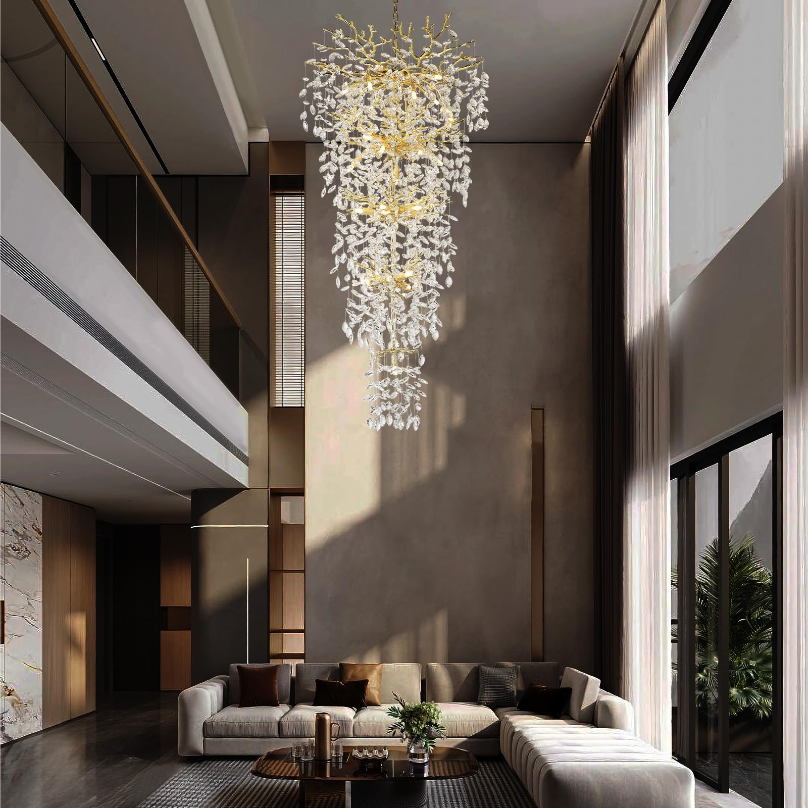 Upgraded 118'' Long Crystal Chandelier for High Ceilings, 28