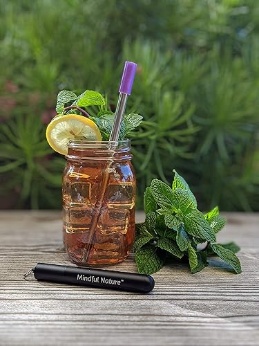 Miniatura 5 de Pajitas telescópicas reutilizables de acero inoxidable, con protector de silicona, funda de aluminio + cepillo de limpieza (negro)