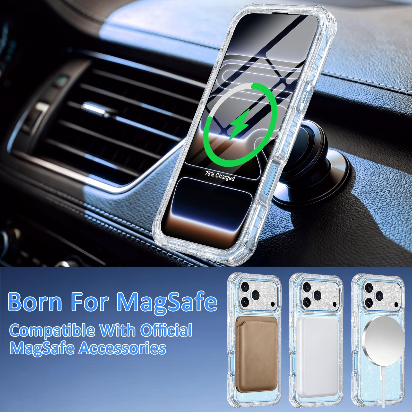 Custodia magnetica per 18 Pro Max, custodia magnetica per iPhone 17 Pro Max, compatibile con MagSafe, pellicola protettiva per lo schermo integrata, protezione per obiettivo della fotocamera