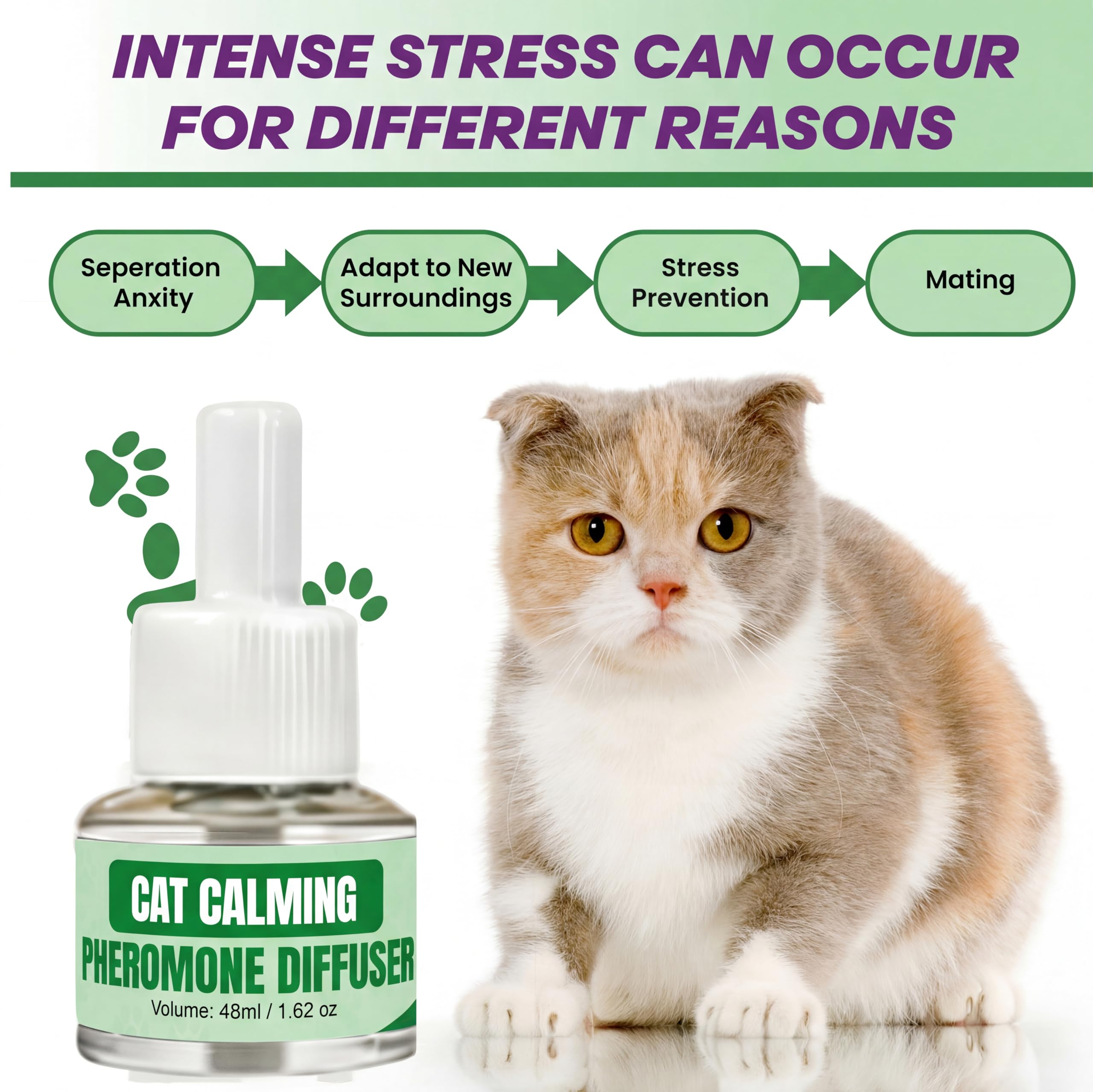 Cat Calming Diffuser 48ml Cat Calming Refill for Pheromone Diffuser Vet-Recommended Diffuser Refill for Cat to Reduce Anxiety, Fighting, Aggression, Scratching Cat Pheromone Diffuser (3 Pack) - image 3