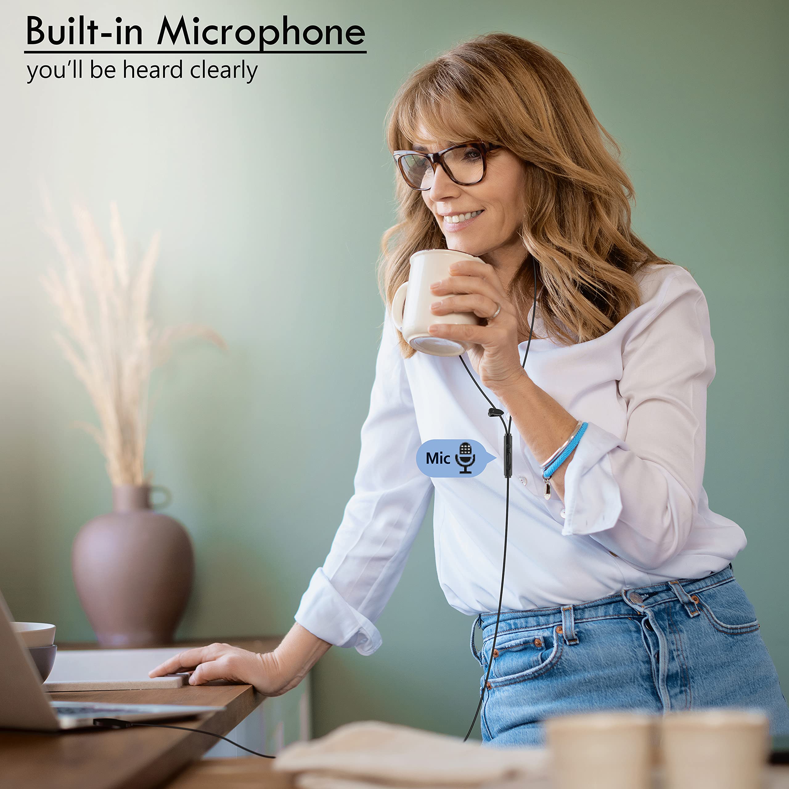 Auriculares USB con cable extra largo de 8.2 pies para computadora, auriculares USB intrauditivos con micrófono compatibles con laptop, PC de escritorio, portátil y Chromebook, aislamiento de ruido y 6