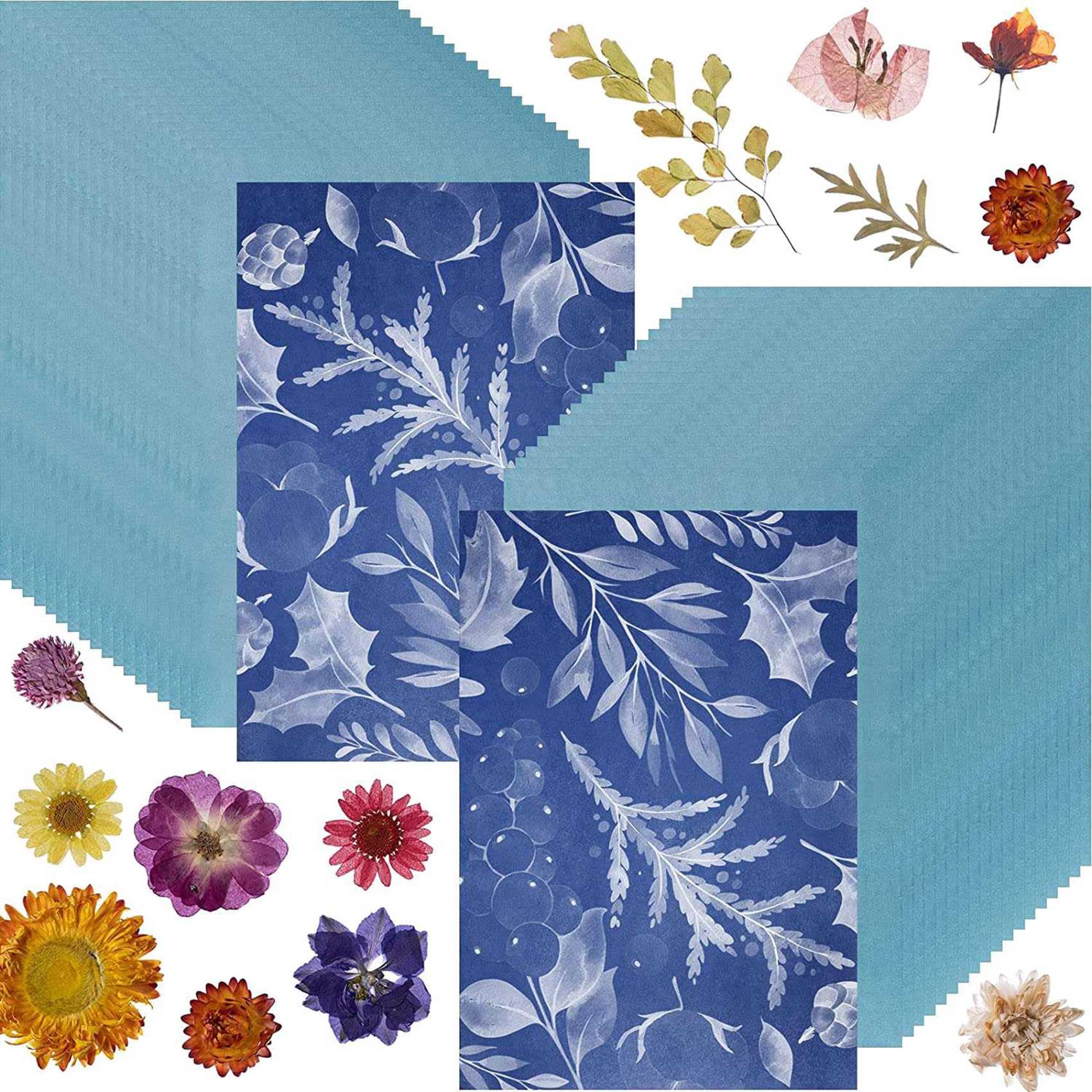 100 arkuszy papieru zestaw biały blues czułość papier przeciwsłoneczny DIY papier do drukowania słońca (A4/20,5 x 20,5 cm)