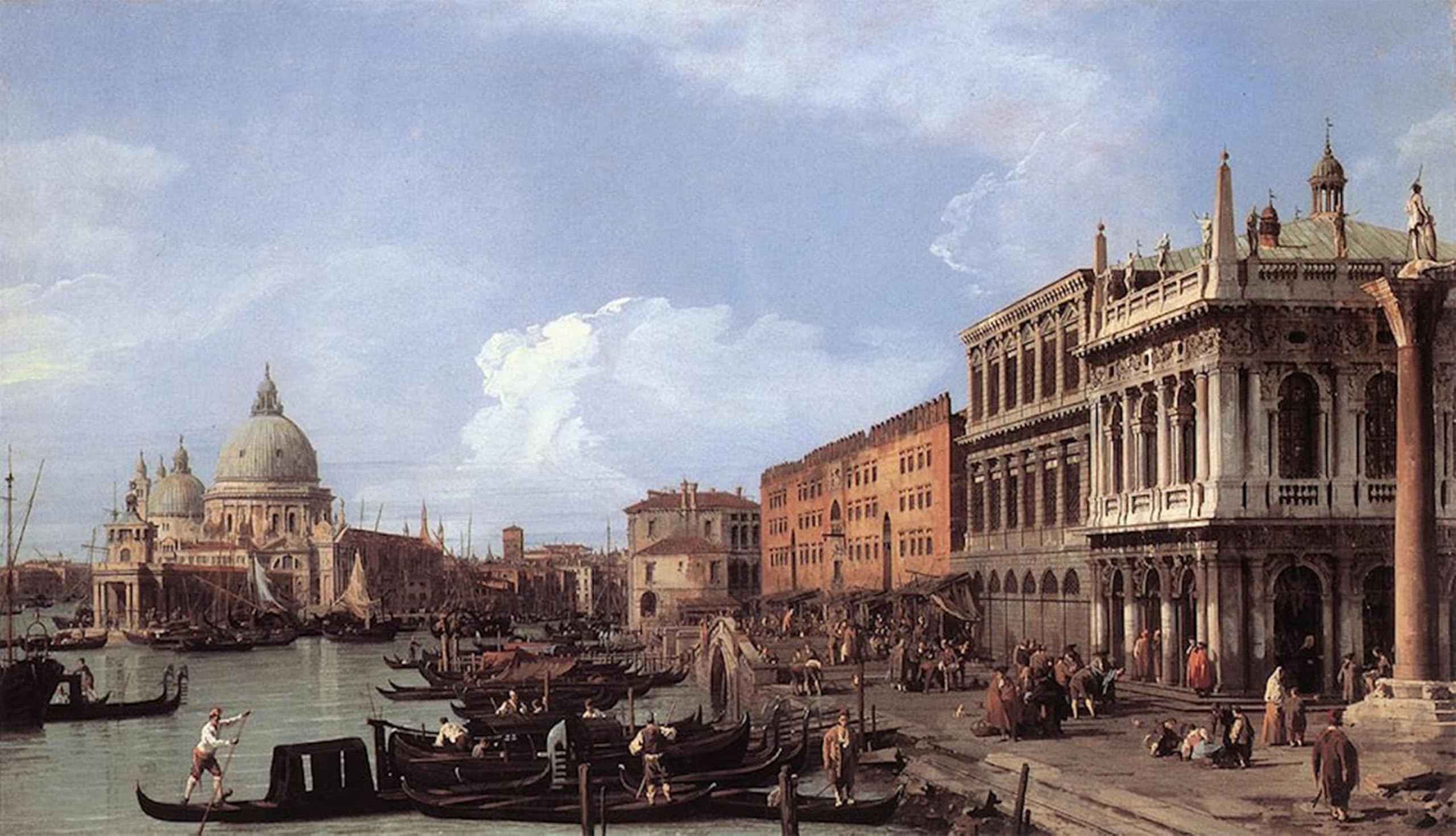 SERENDIPITP Vintage Picture Print on Canvas Wall Art Poster The Molo: Looking West Canaletto Artwork Print Poster for Wall Decor 60x90cm