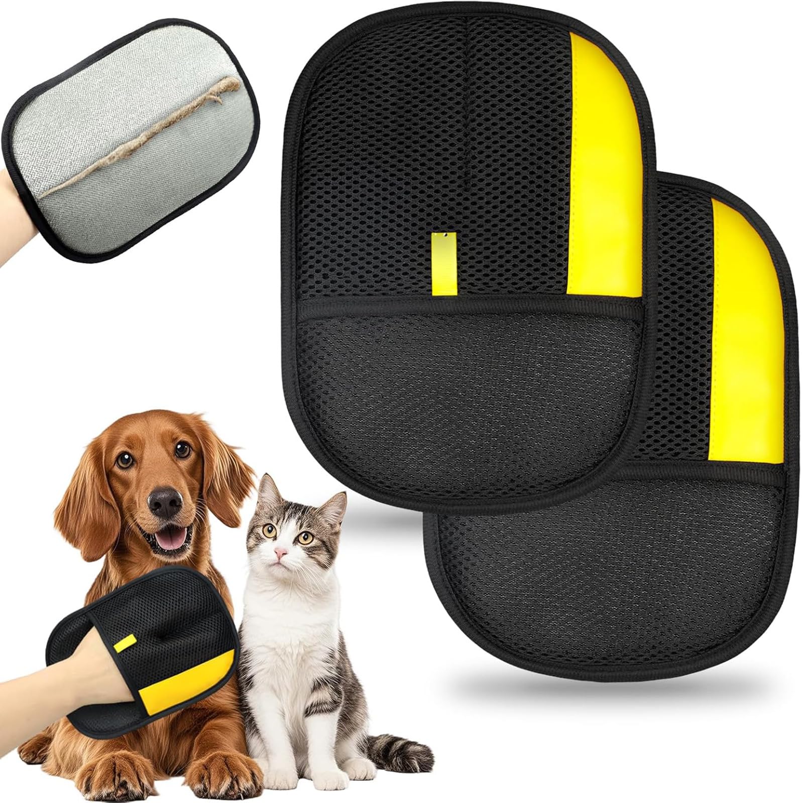 SKELUOZIEU 2PCS Fell Magnet Handschuh Fellmagnet Handschuhe Doppelseitig für Hunde & Katzen – Atmungsaktive Haustierhaarentferner mit Anti-Statik-Funktion, Wiederverwendbar zur Fellpflege im Alltag