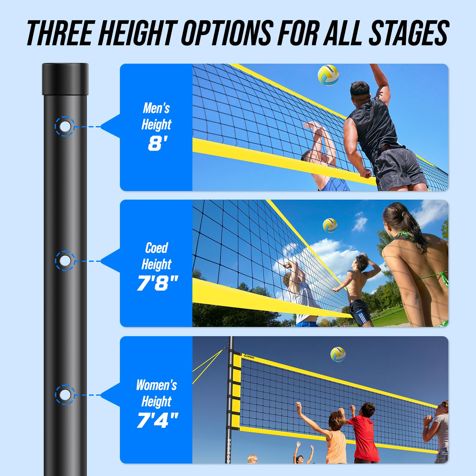 Amazon | Patiassy アウトドアポータブルバレーボールネットセット