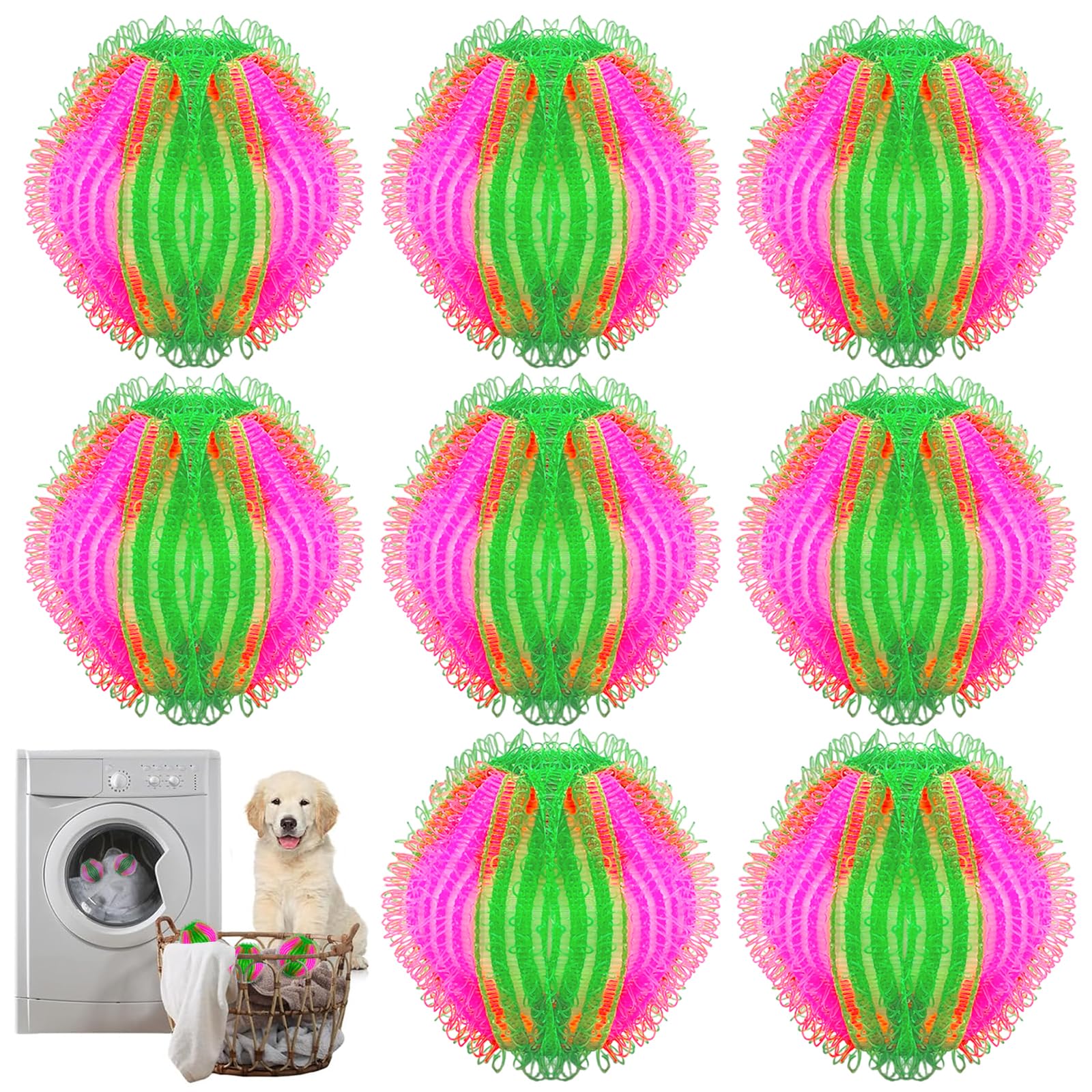 Pet Hair Remover Washing Machine, 8pcs Hair Catcher for Laundry, Lint Balls Reusable, Effectively Removal Cat, Dog and Other Hair From Bedding, Clothes (Multicolor)