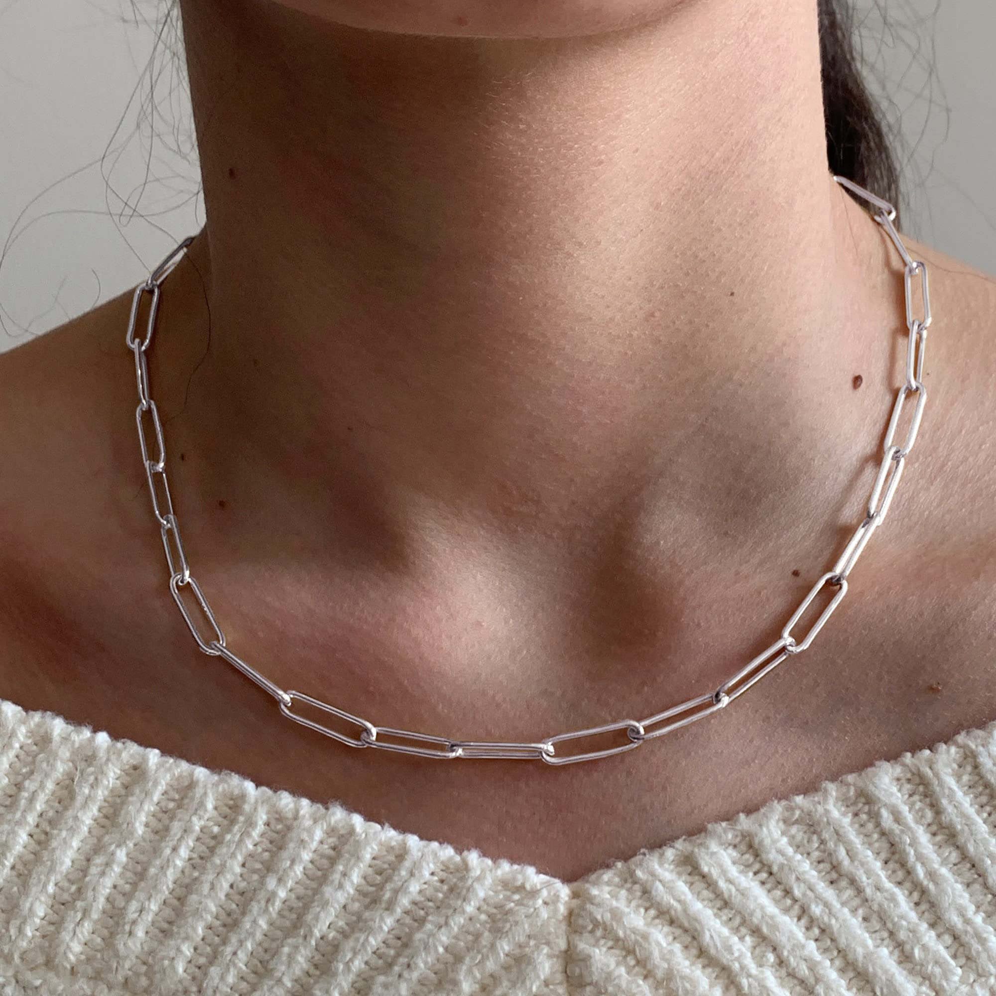 Catena in Argento Sterling 925 con Chiusura a graffetta da 5 mm per Collana da Donna e Uomo 16, 18, 20, 22, 24, 26, 30 Pollici