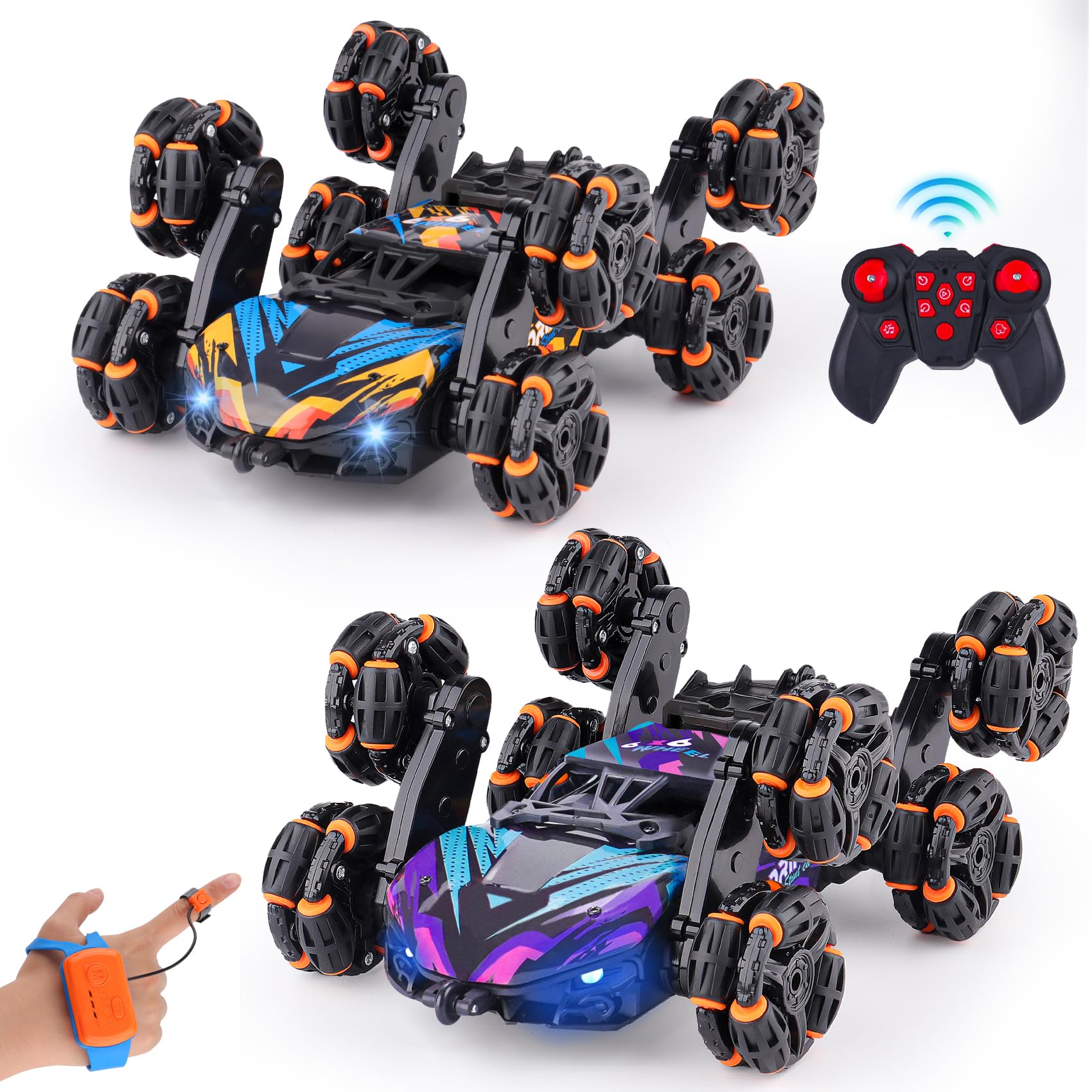 Amazon.com: NEXBOX Cool 8 Wheels Hand Controlled rc Stunt Car Toys