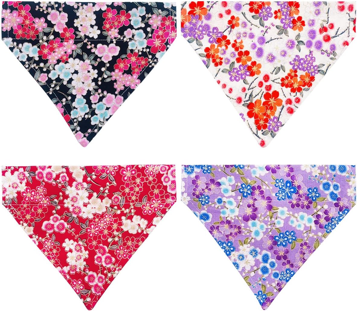 PET SHOW 4pcs Plaid Small Dog Bandanas for Collars Slip