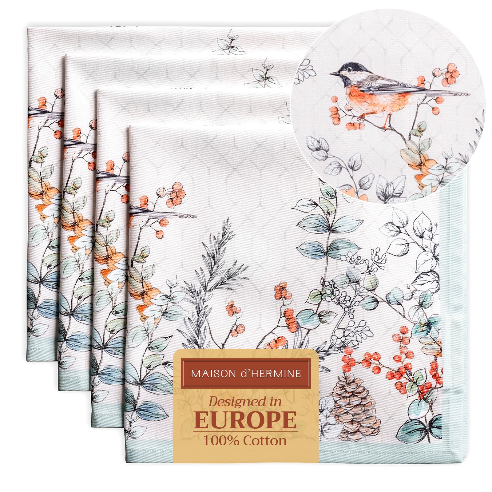 Maison d'Hermine Stoffservietten 100% Baumwolle (45 cm x 45cm, 4er-Set)