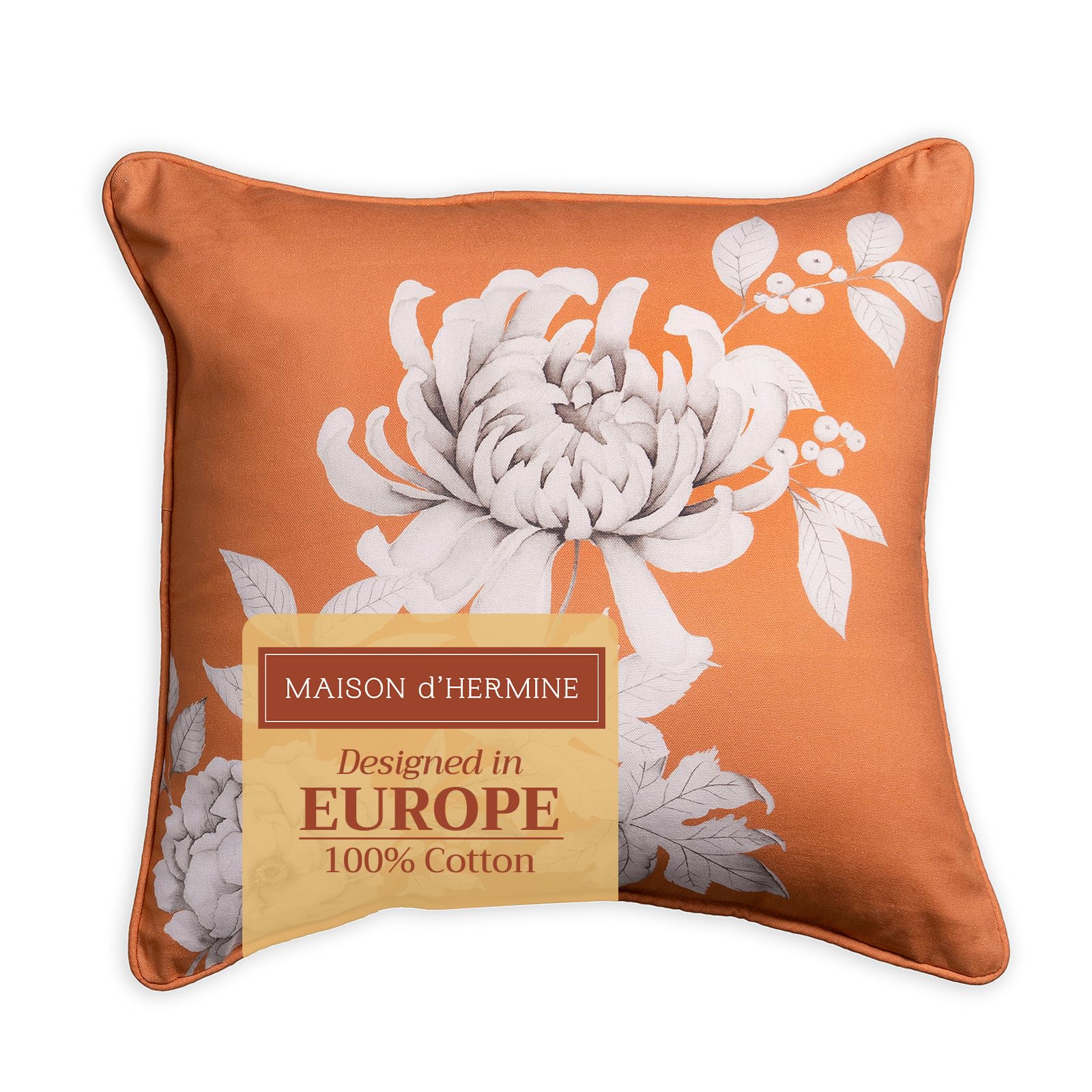 Maison d' Hermine Decorative Pillow Covers 20 x 20 inch Square 100% Cotton Throw Pillow Covers with Invisible Zipper for Living Room Couch Chair Sofas