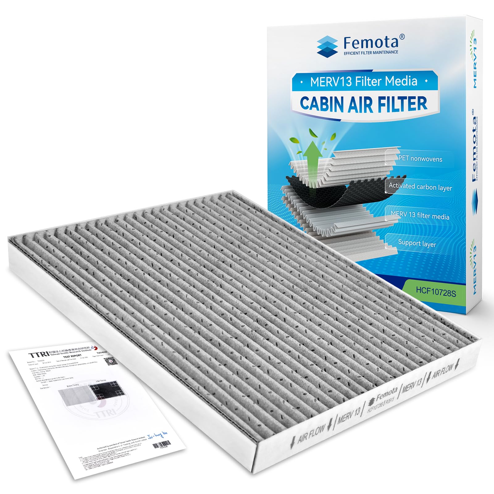 MERV 13 Cabin Air Filter with Activated Carbon, CF10728 for Hyundai Accent, Elantra, Elantra Coupe, Elantra GT, Kia Forte, Forte Koup, Forte5.