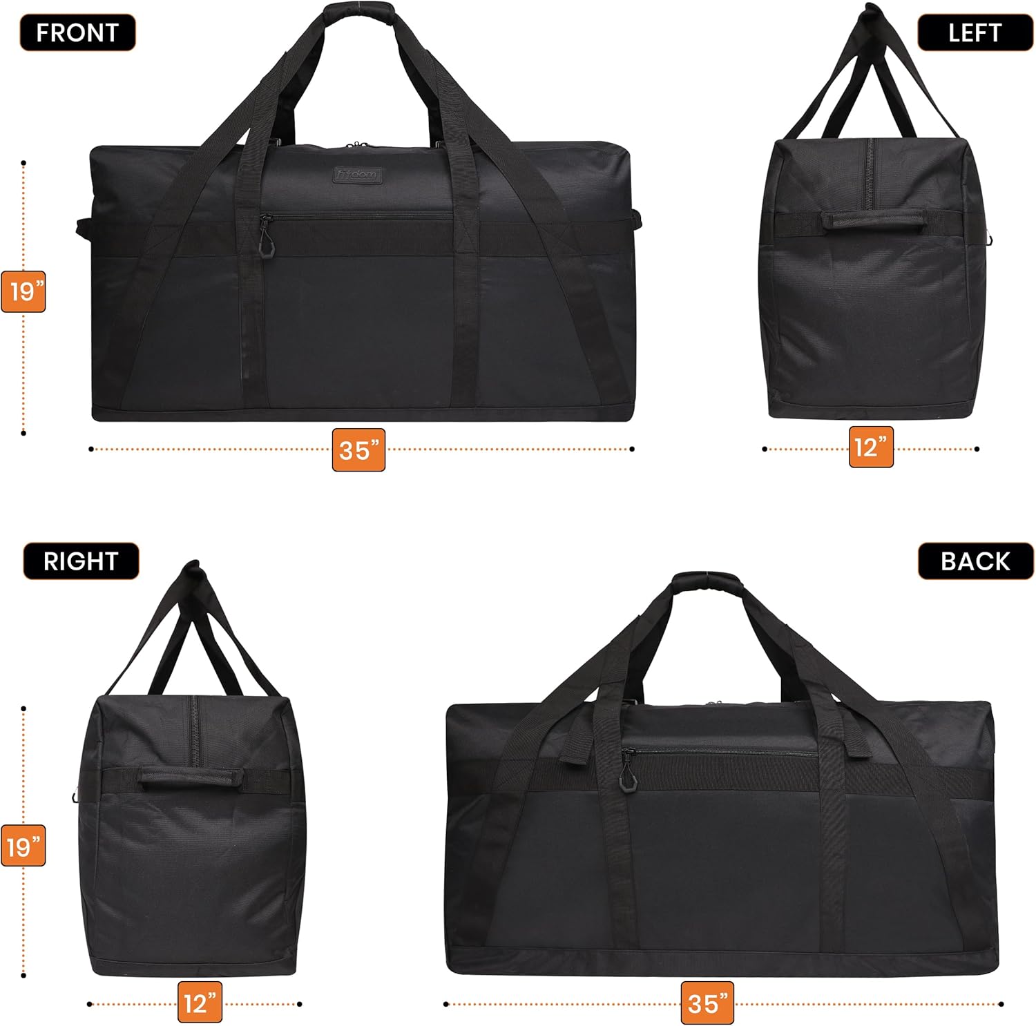 Fitdom 130L 35" Heavy Duty Extra Large Duffle with Upgrade Zipper, Durable & Water Resistant. Perfect as Camping Bag Travel Storage Tent Storage Sports Equipment Bag For Coaches & More - Image 2