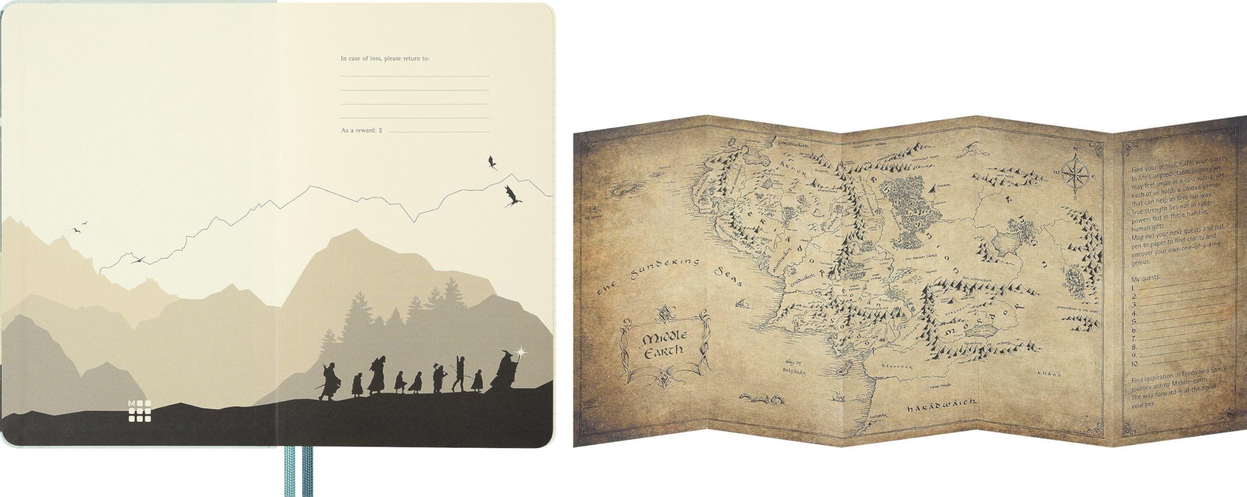 Moleskine Der Herr der Ringe Notizbuch Aragorn limitierte Ausgabe, L/A5, liniert, fester Einband, mit Box: NB H.Ringe LG li Aragon+Box