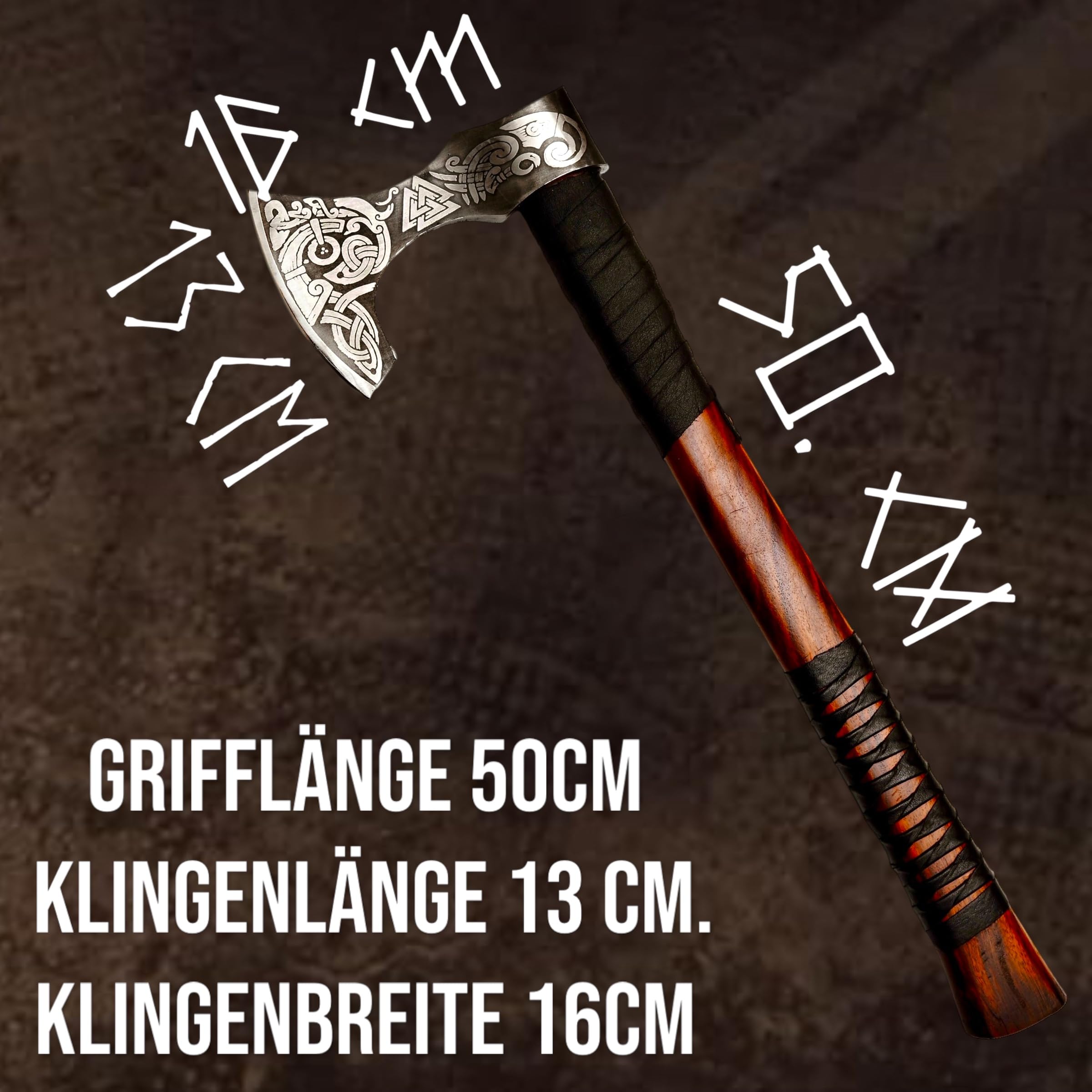Wikinger Axt und Rabankopf Messer 2in1 Set Beil Axt Hochwertige Wikinger Axt Handgeschmiedet Outdoor Survival Axt mit Leder Schutz