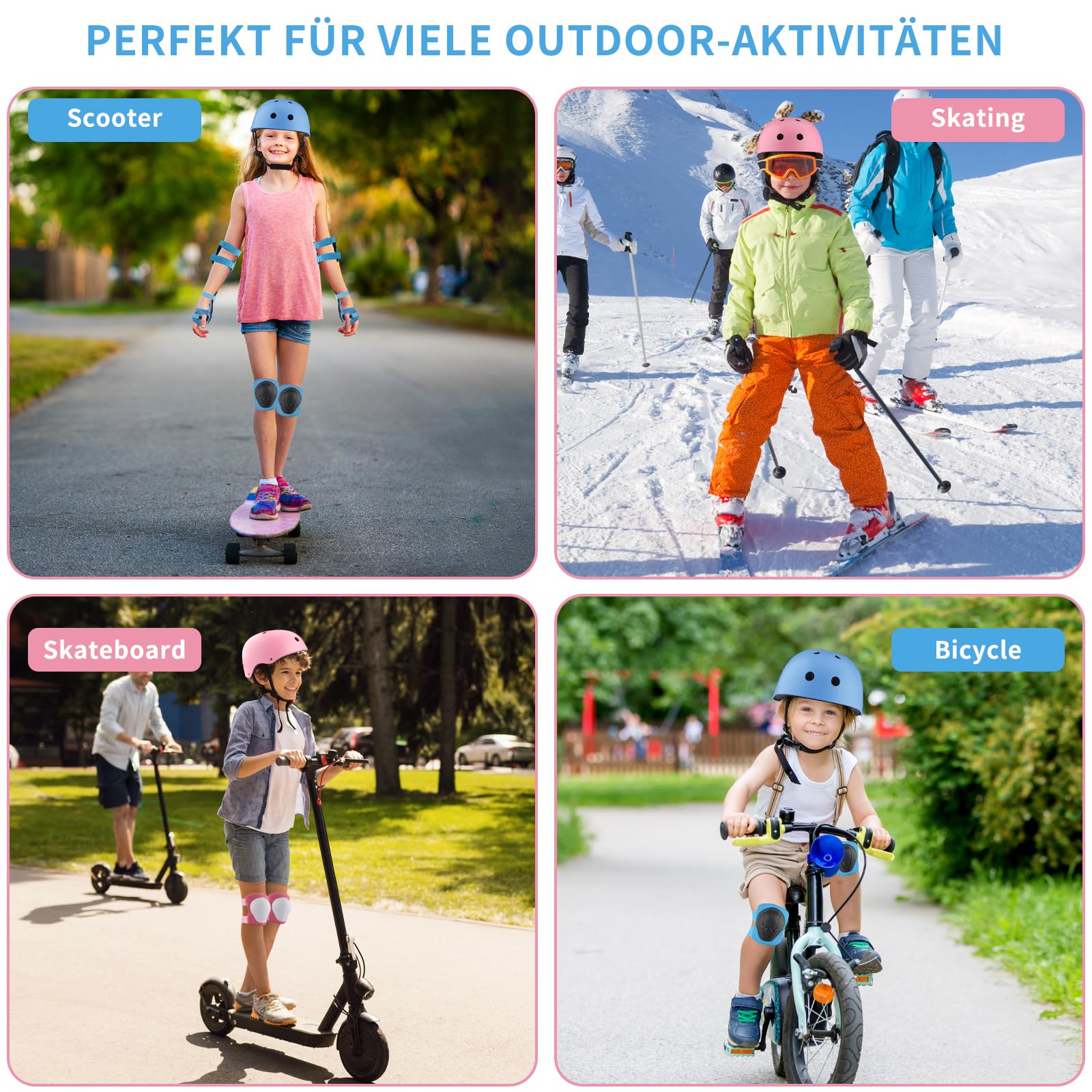ZWOOS Protection Roller Enfants, Protections Coude Genoux Enfants, Protectiosn Velo Enfant, Protection Enfant Roller pour Roller, Skateboard, Vélo, Trottinette 3 à 10 Ans (Rose)