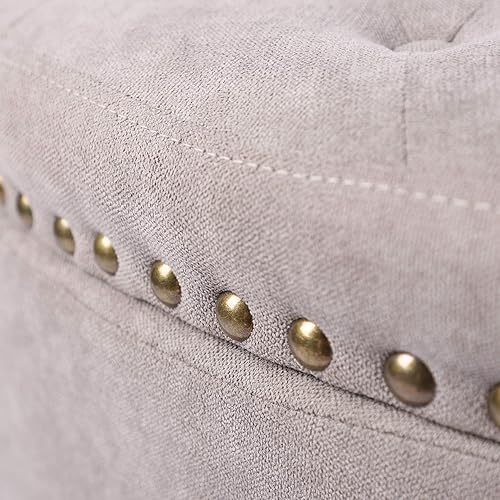 Miniatura 5 de NOBPEINT Half Moon - Banco otomano de almacenamiento moderno baúl tapizado para cama color gris