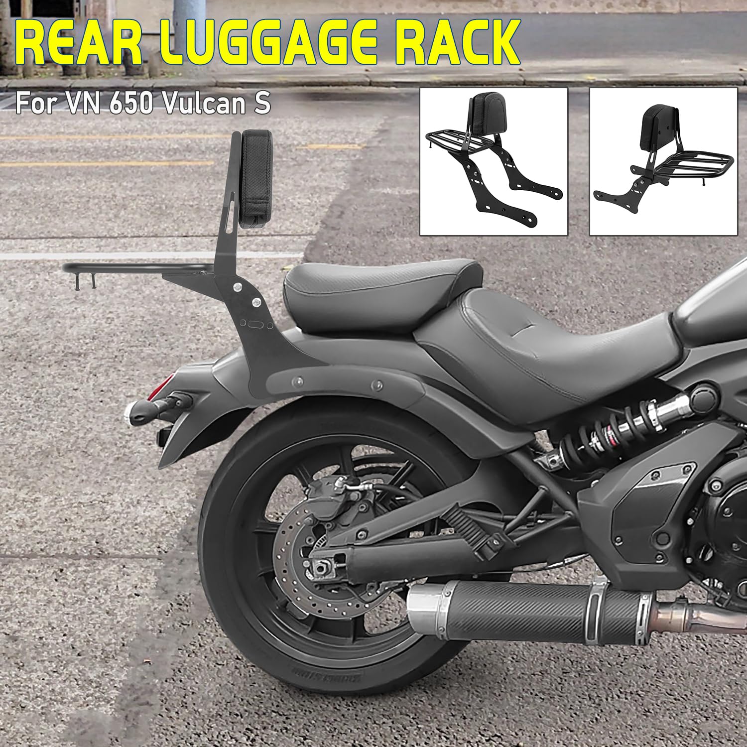 Sissy Bar - Schienale posteriore per moto, rimovibile, compatibile con Vulcan S 650 VN650 EN650 2015-2022 16 17 18 19 20 21