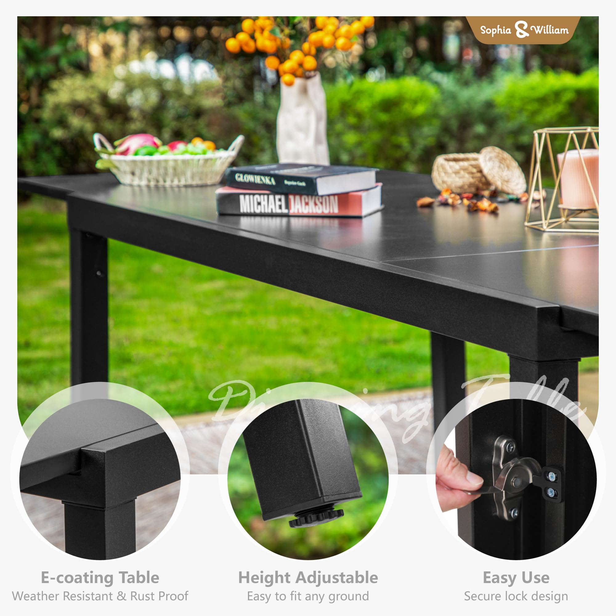 Amazon.com : Sophia & William Expandable Patio Dining Table, Extra