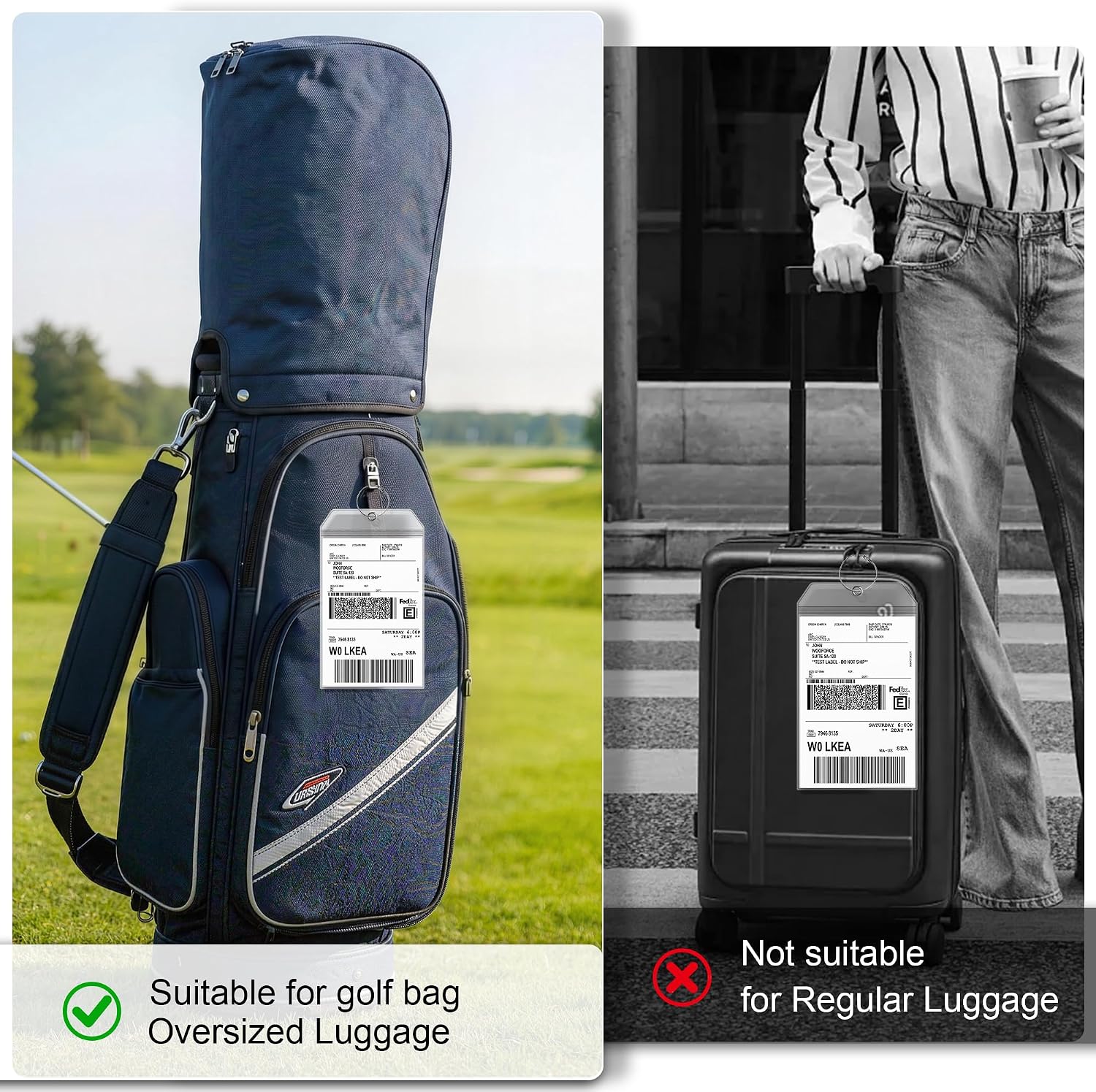 SEAVILIA 4 Pack Golf Luggage Tags for Suitcases, 10x6 Inch Clear Bag Tags image 4