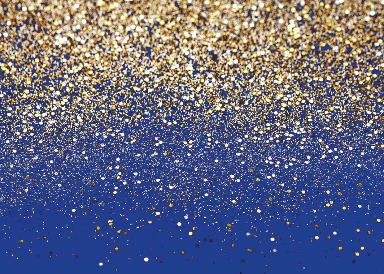 7x5ft Royal Blue Glitter Backdrop Birthday Gold Spots Bokeh Wedding Prom Graduation Photography Background X-77
