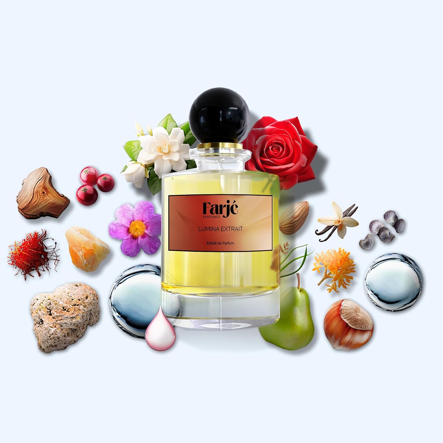 Farjé Perfumes Lumina Extrait | Inspired by Guidance 46 | Finest Niche-Quality Ingredients | Extrait de Parfum Long Lasting | Unisex Rose Water, Vanilla