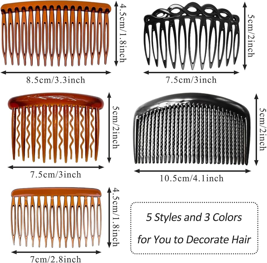 12 Pettini Laterali Francesi Per Capelli - Accessori Decorativi Acrilici In 6 Stili E Colori, Per Sposa, Cerimonie E Uso Quotidiano